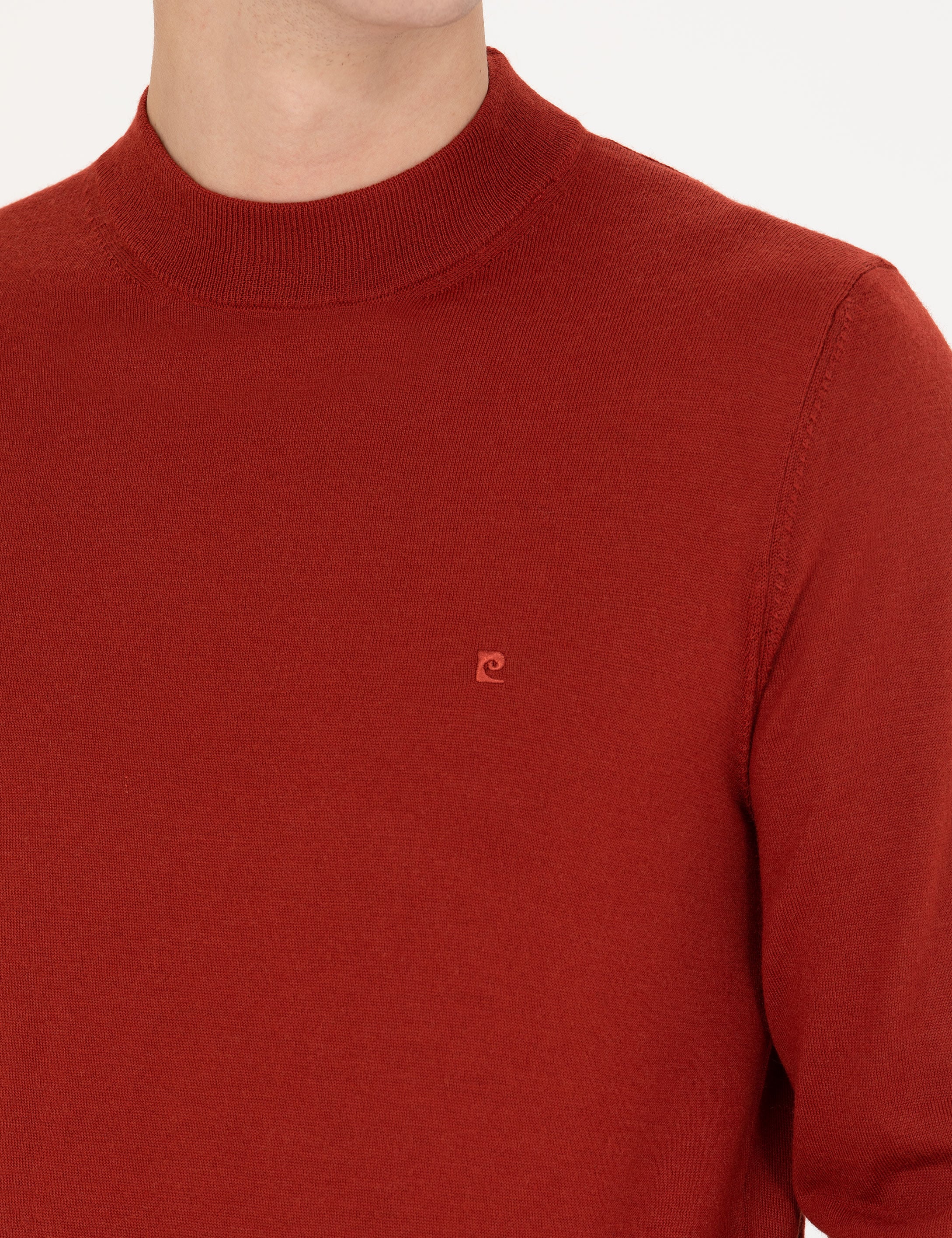 Pierre Cardin Kiremit Regular Fit Çeyrek Yaka Yün Karışımlı Basic Triko Kazak görsel 7