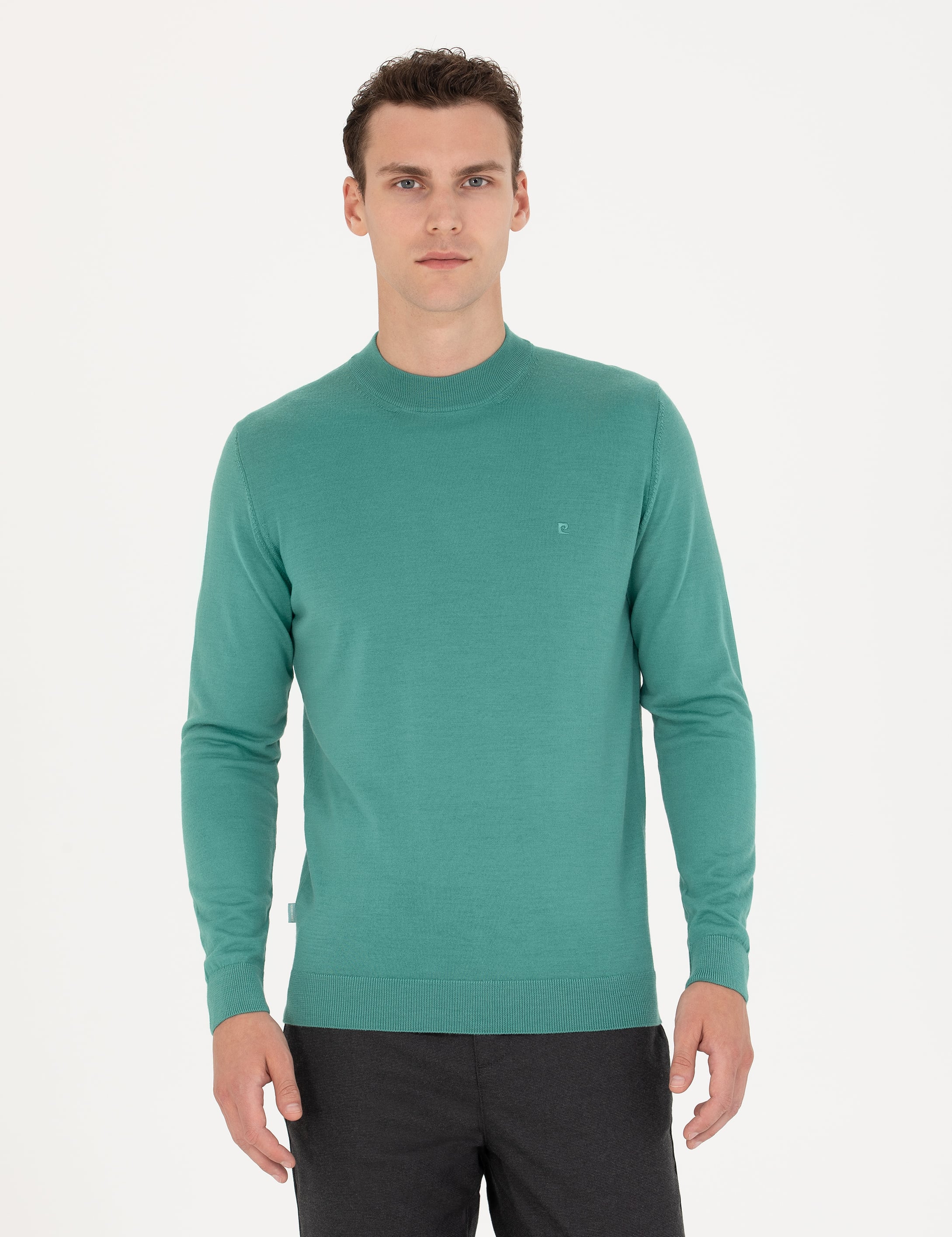 Mint Regular Fit Çeyrek Yaka Yün Karışımlı Basic Triko Kazak