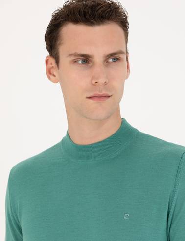 Mint Regular Fit Çeyrek Yaka Yün Karışımlı Basic Triko Kazak