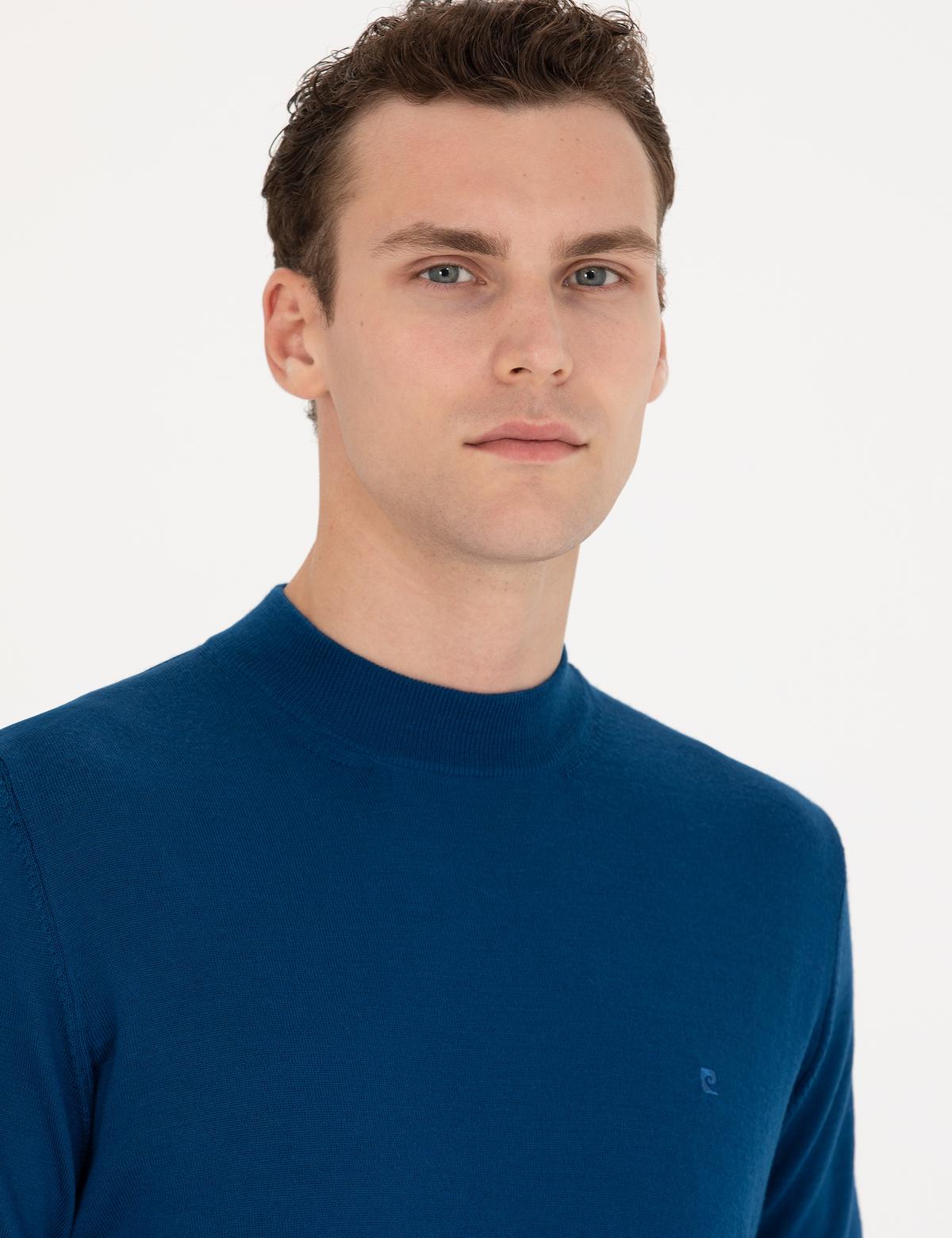 İndigo Regular Fit Çeyrek Yaka Yün Karışımlı Basic Triko Kazak - 50270049069