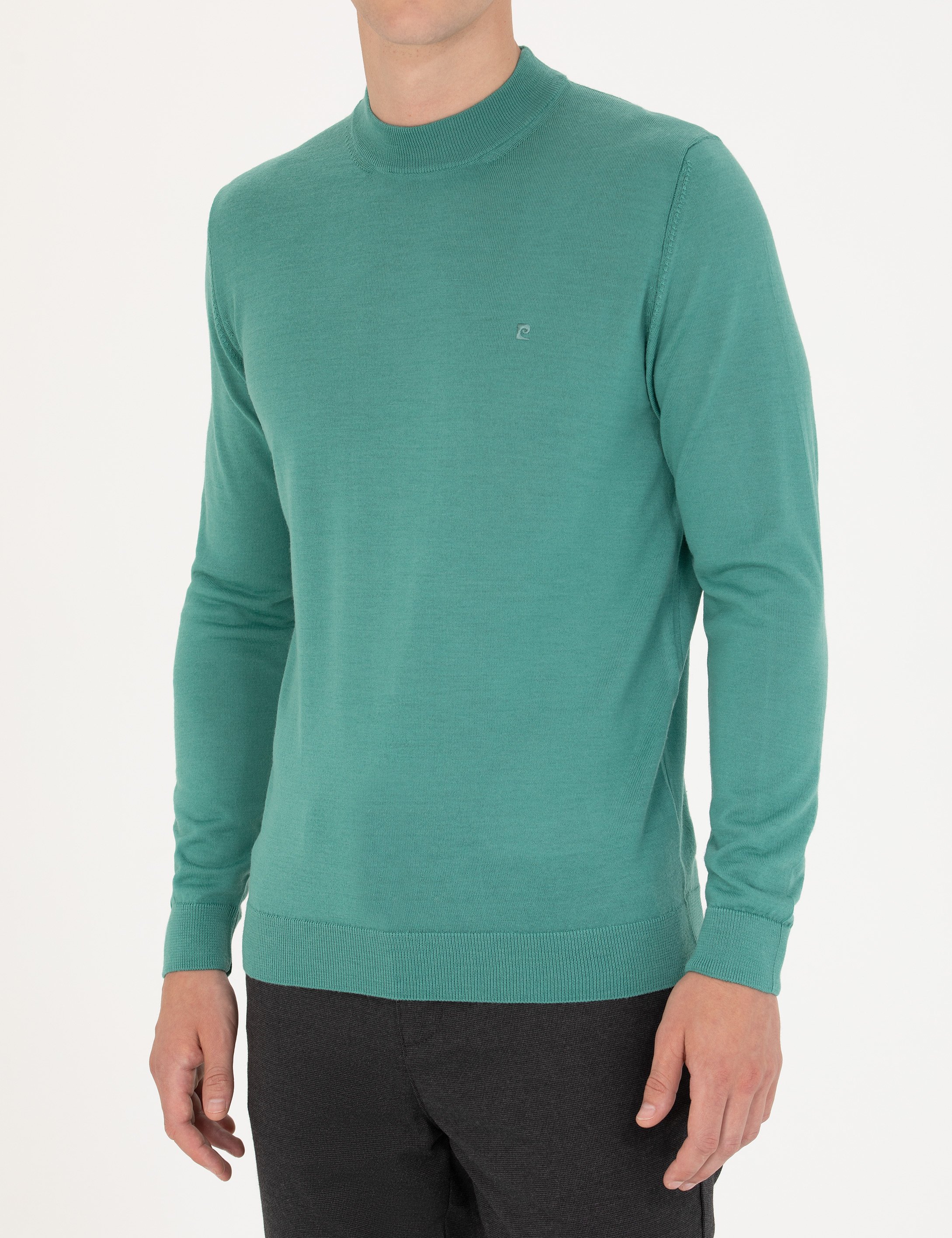 Pierre Cardin Mint Regular Fit Çeyrek Yaka Yün Karışımlı Basic Triko Kazak görsel 6