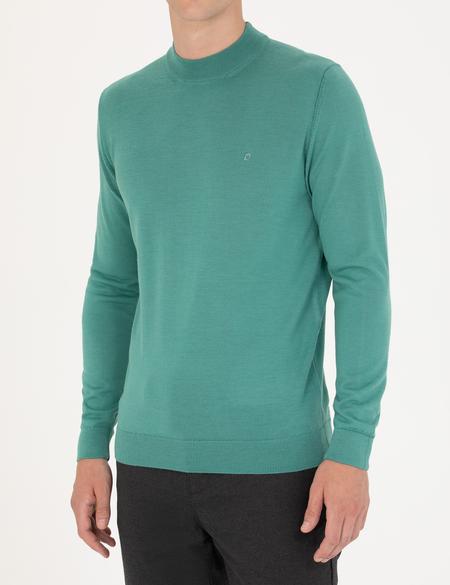 Mint Regular Fit Çeyrek Yaka Yün Karışımlı Basic Triko Kazak - 50270049057