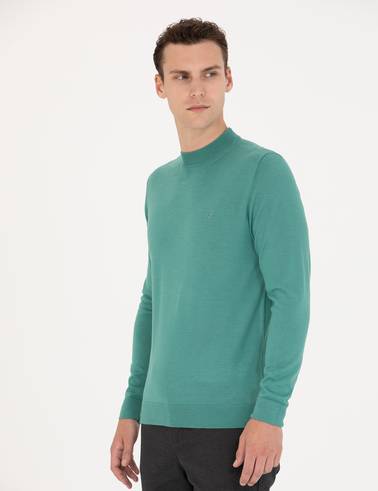 Mint Regular Fit Çeyrek Yaka Yün Karışımlı Basic Triko Kazak