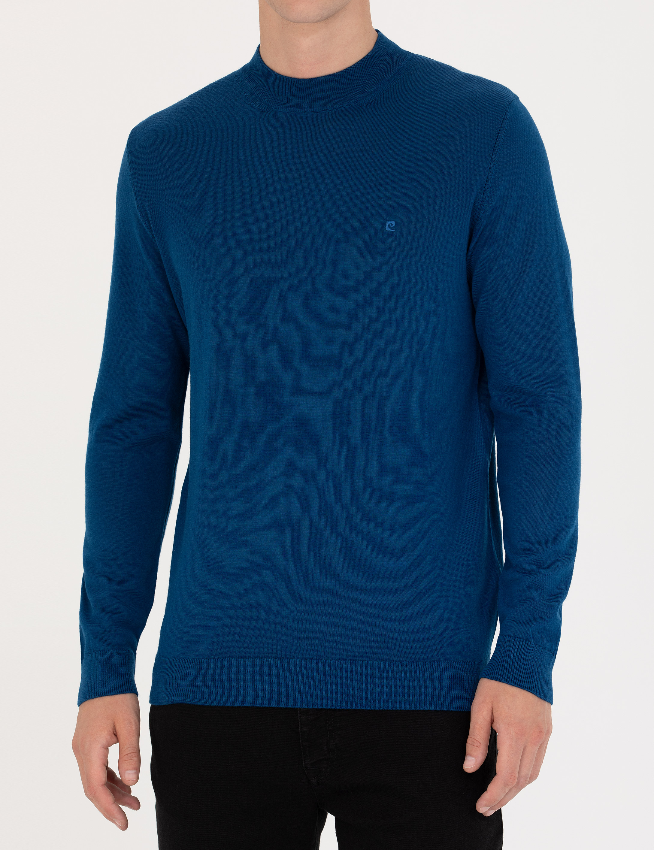 Pierre Cardin İndigo Regular Fit Çeyrek Yaka Yün Karışımlı Basic Triko Kazak görsel 6