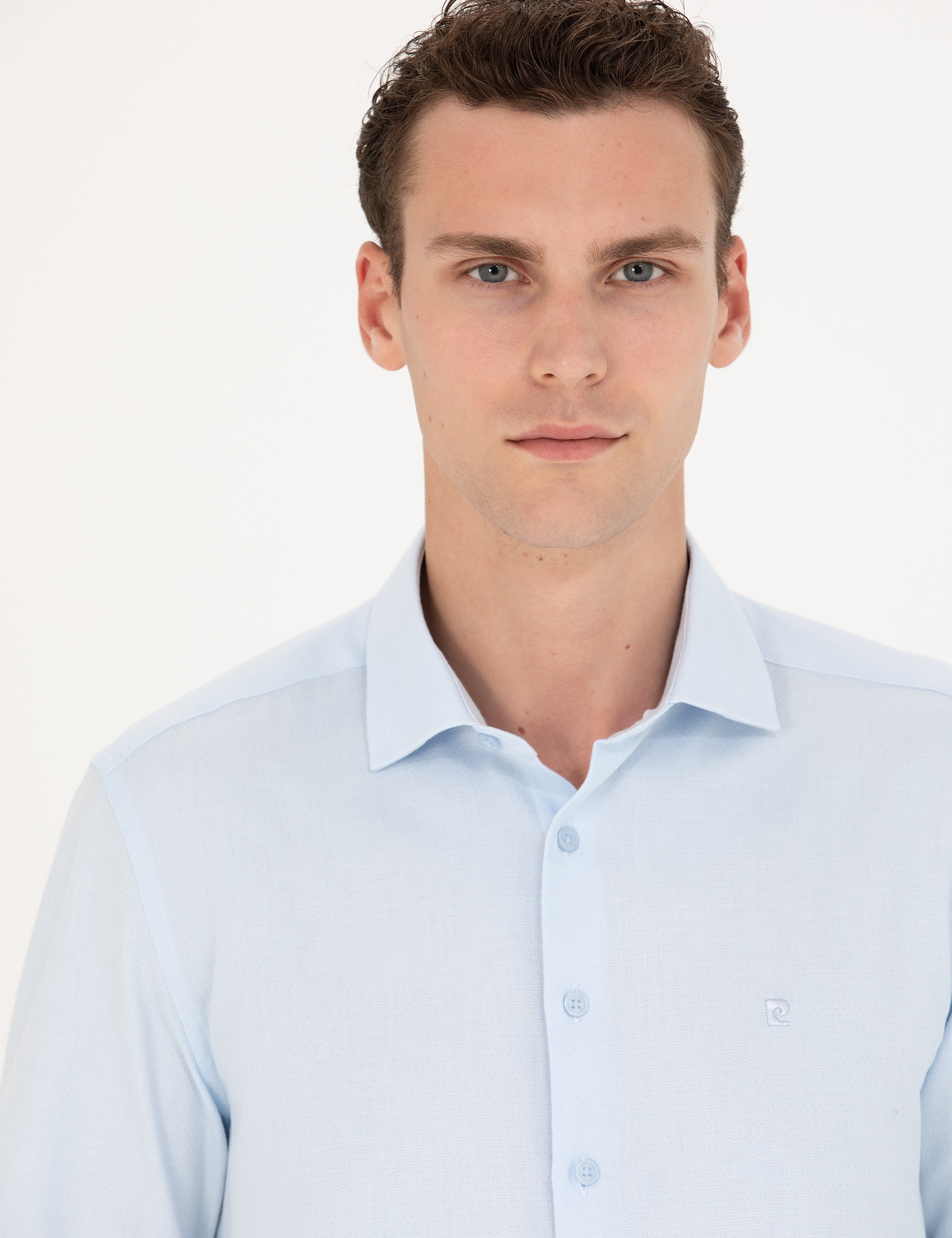 Açık Mavi Slim Fit Uzun Kollu Gömlek - Image 2