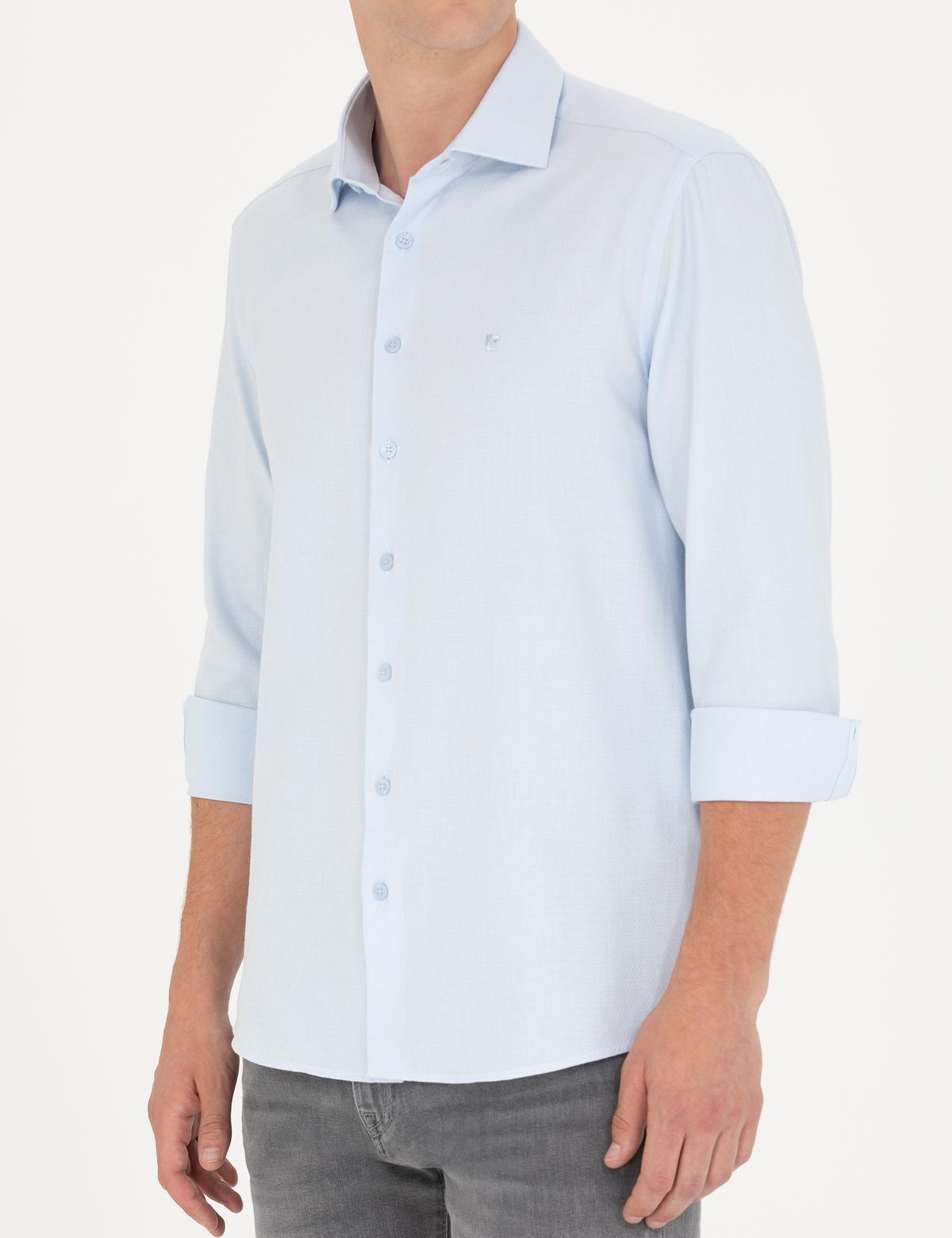 Açık Mavi Slim Fit Uzun Kollu Gömlek - 50275684014