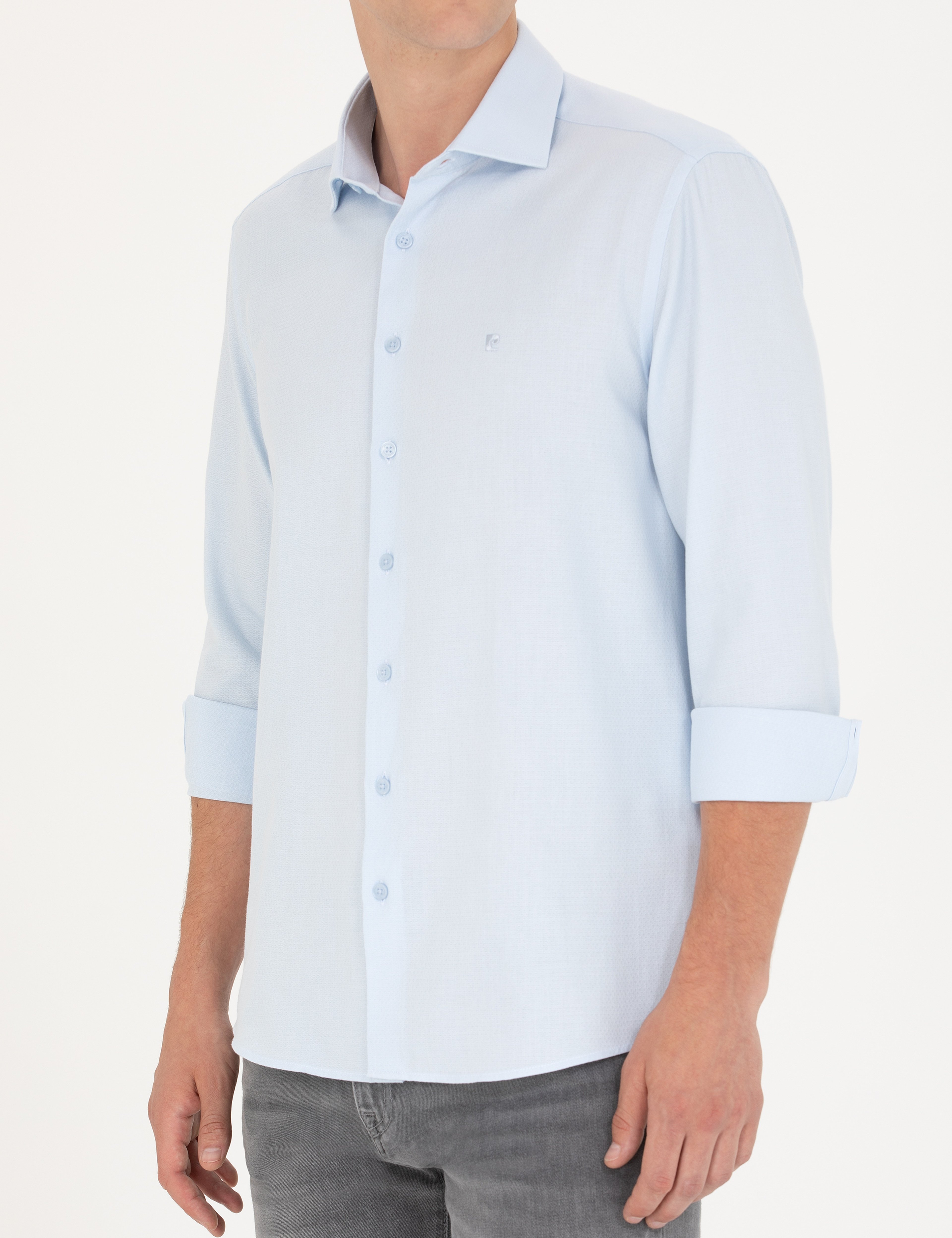 Açık Mavi Slim Fit Uzun Kollu Gömlek
