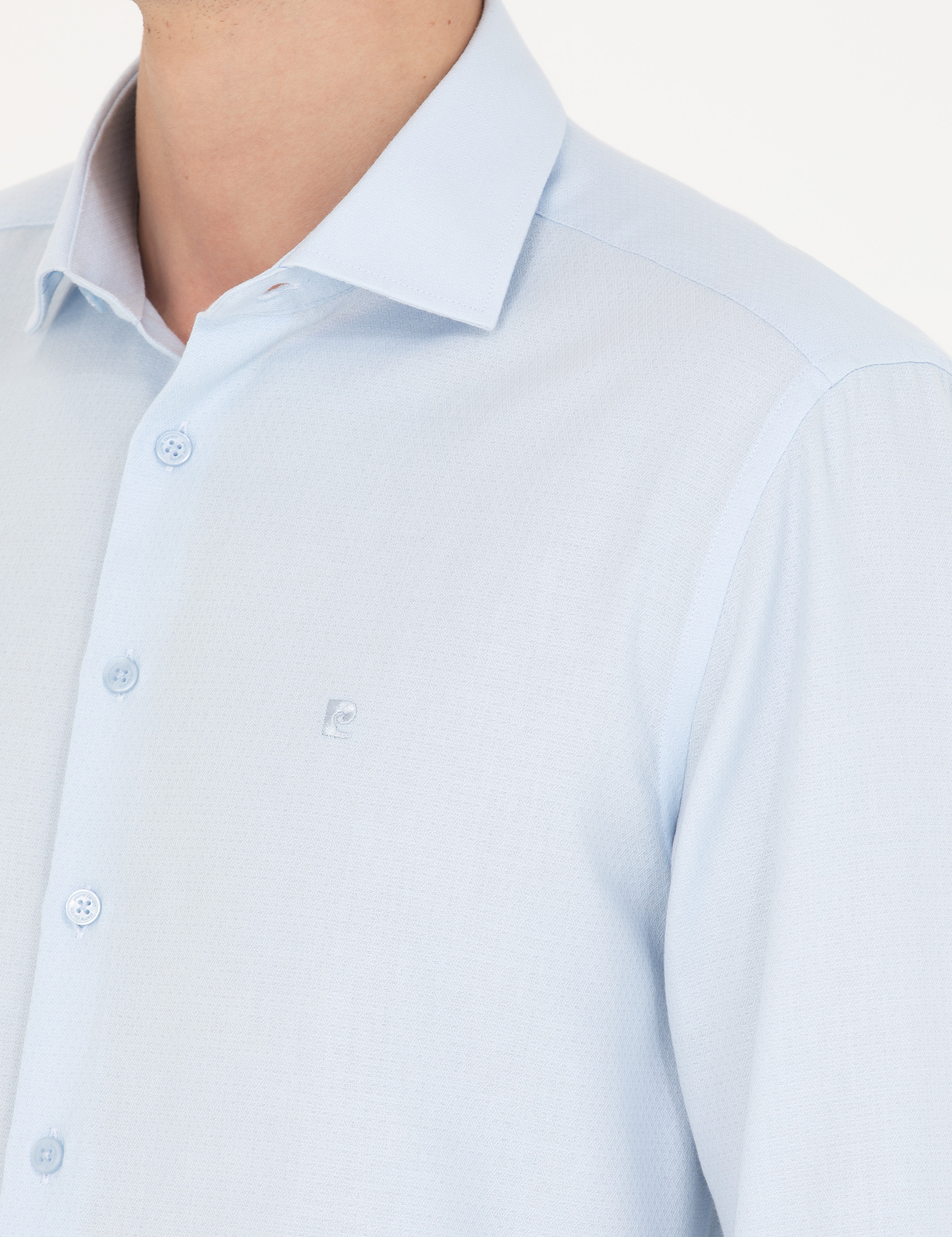 Açık Mavi Slim Fit Uzun Kollu Gömlek - Image 7