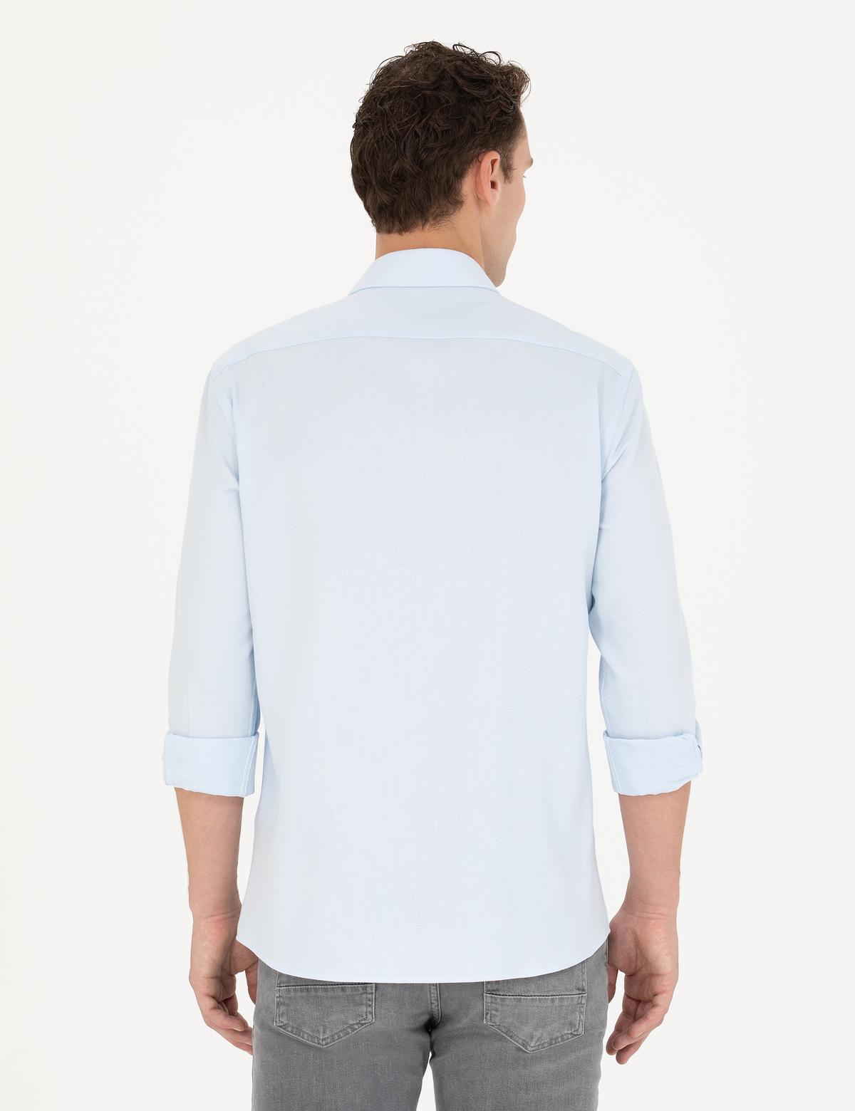 Açık Mavi Slim Fit Uzun Kollu Gömlek - 50275684014