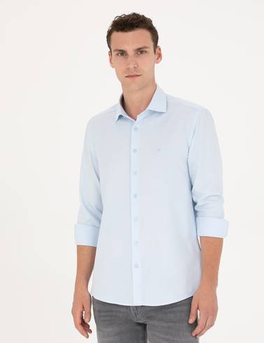 Açık Mavi Slim Fit Uzun Kollu Gömlek