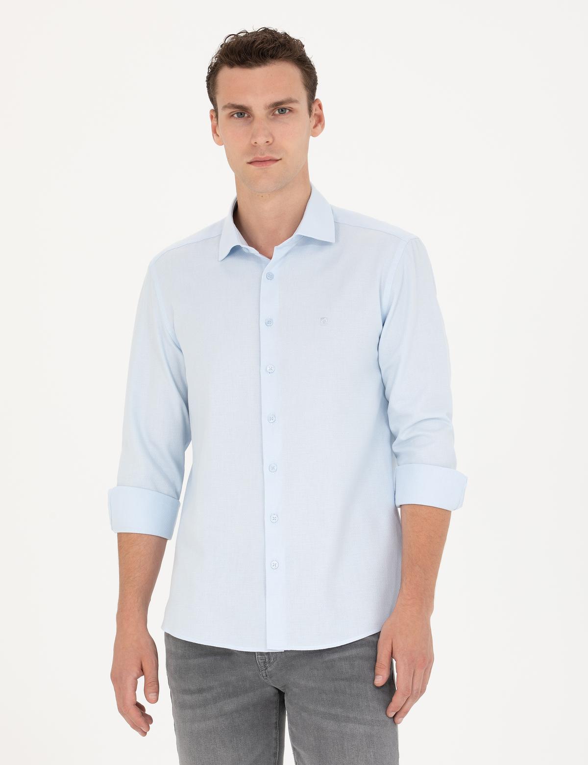 Açık Mavi Slim Fit Uzun Kollu Gömlek