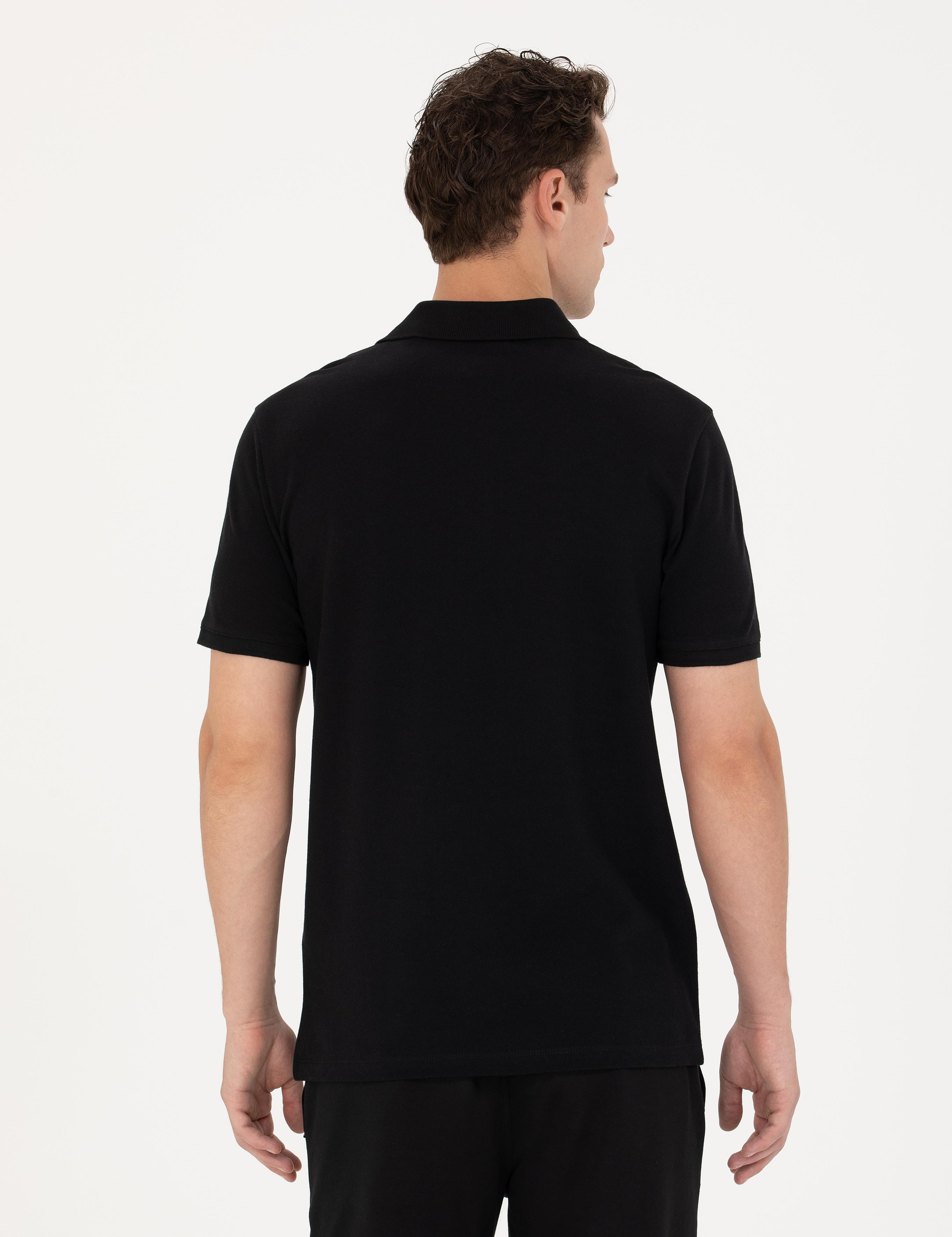 Siyah Slim Fit Polo Yaka Tişört