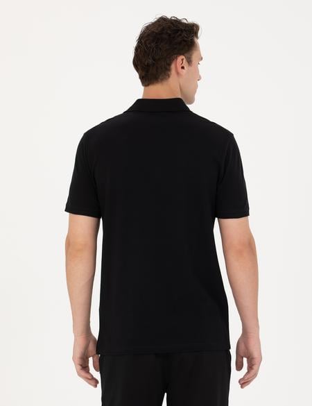Siyah Slim Fit Polo Yaka Tişört - 50275719005