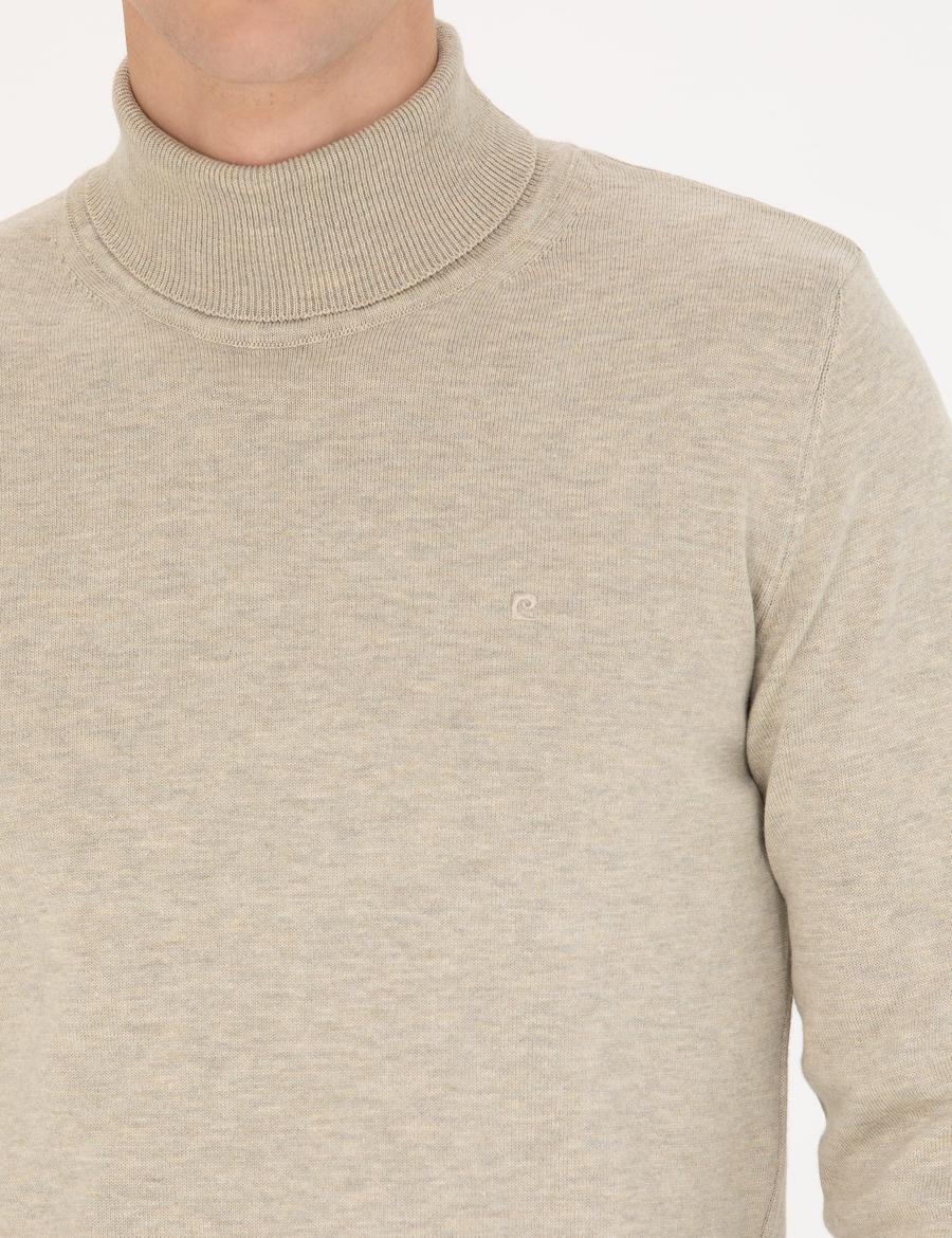 Kum Melanj Slim Fit Balıkçı Yaka Basic Triko Kazak