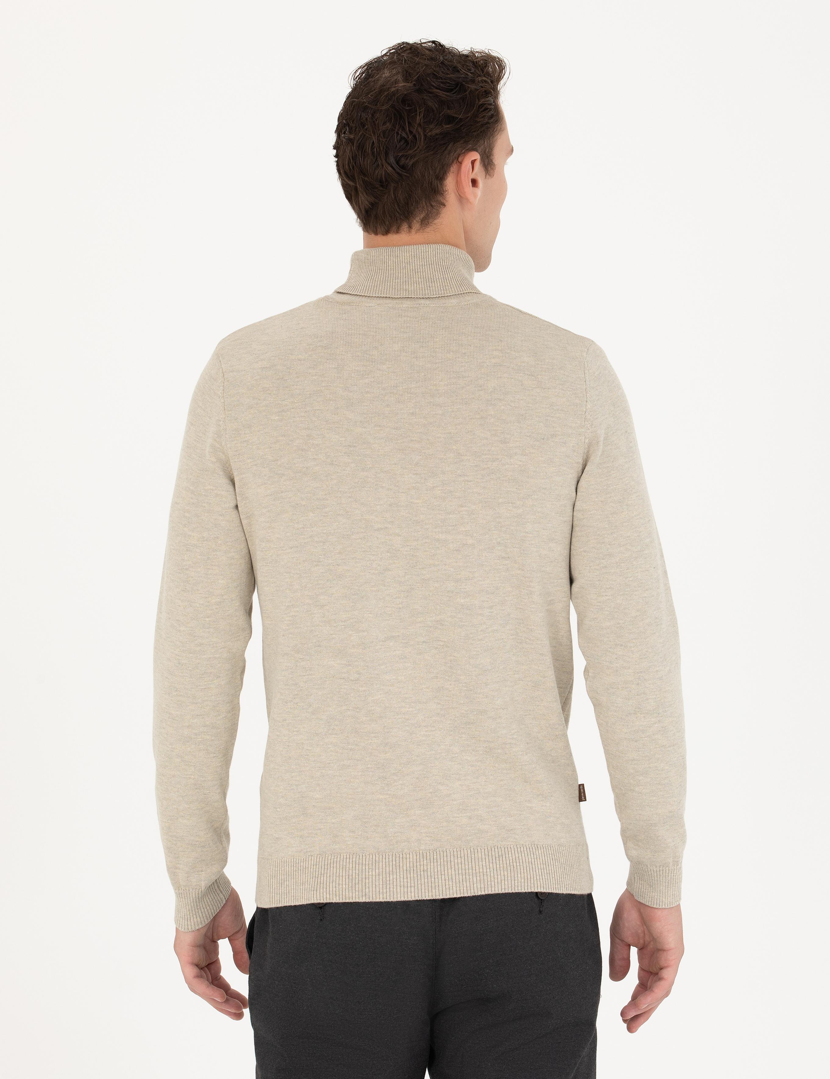 Kum Melanj Slim Fit Balıkçı Yaka Basic Triko Kazak