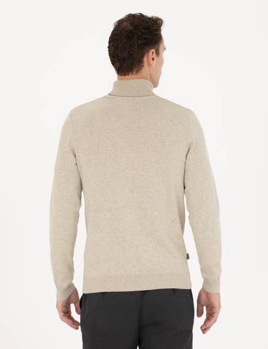 Kum Melanj Slim Fit Balıkçı Yaka Basic Triko Kazak