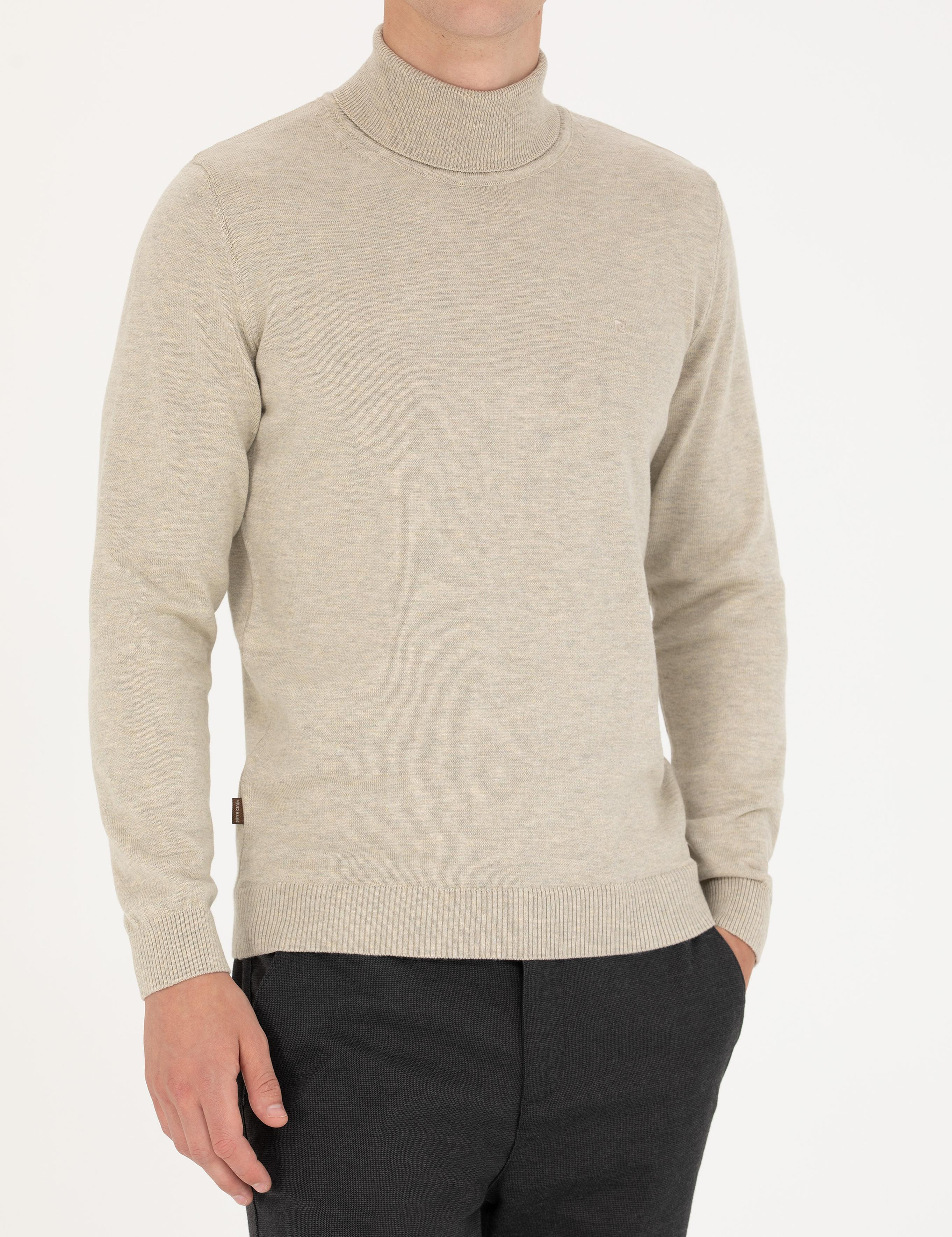 Kum Melanj Slim Fit Balıkçı Yaka Basic Triko Kazak