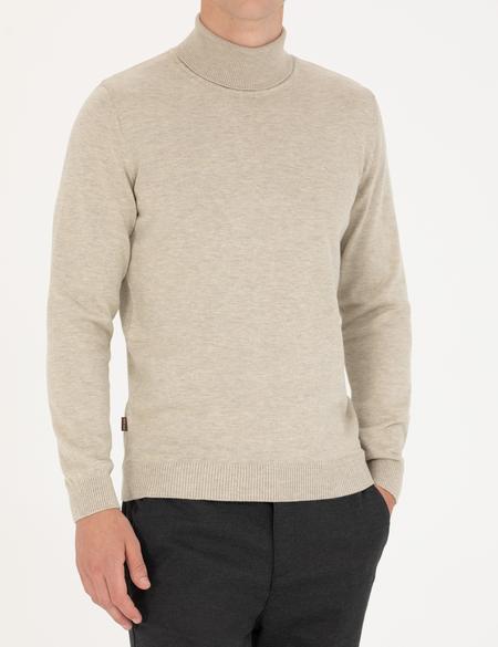 Kum Melanj Slim Fit Balıkçı Yaka Basic Triko Kazak - 50276162039