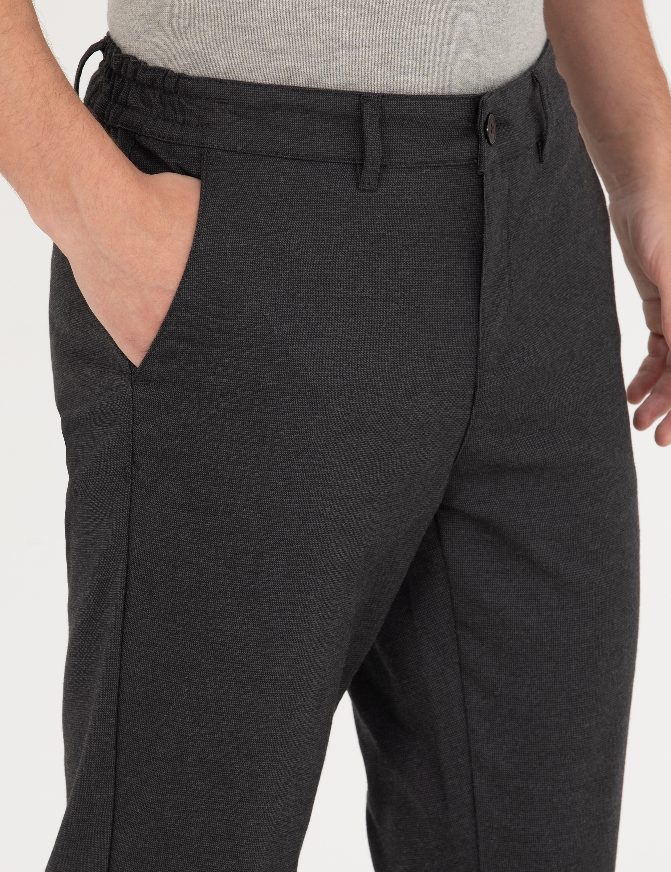Siyah Slim Fit Kanvas Pantolon