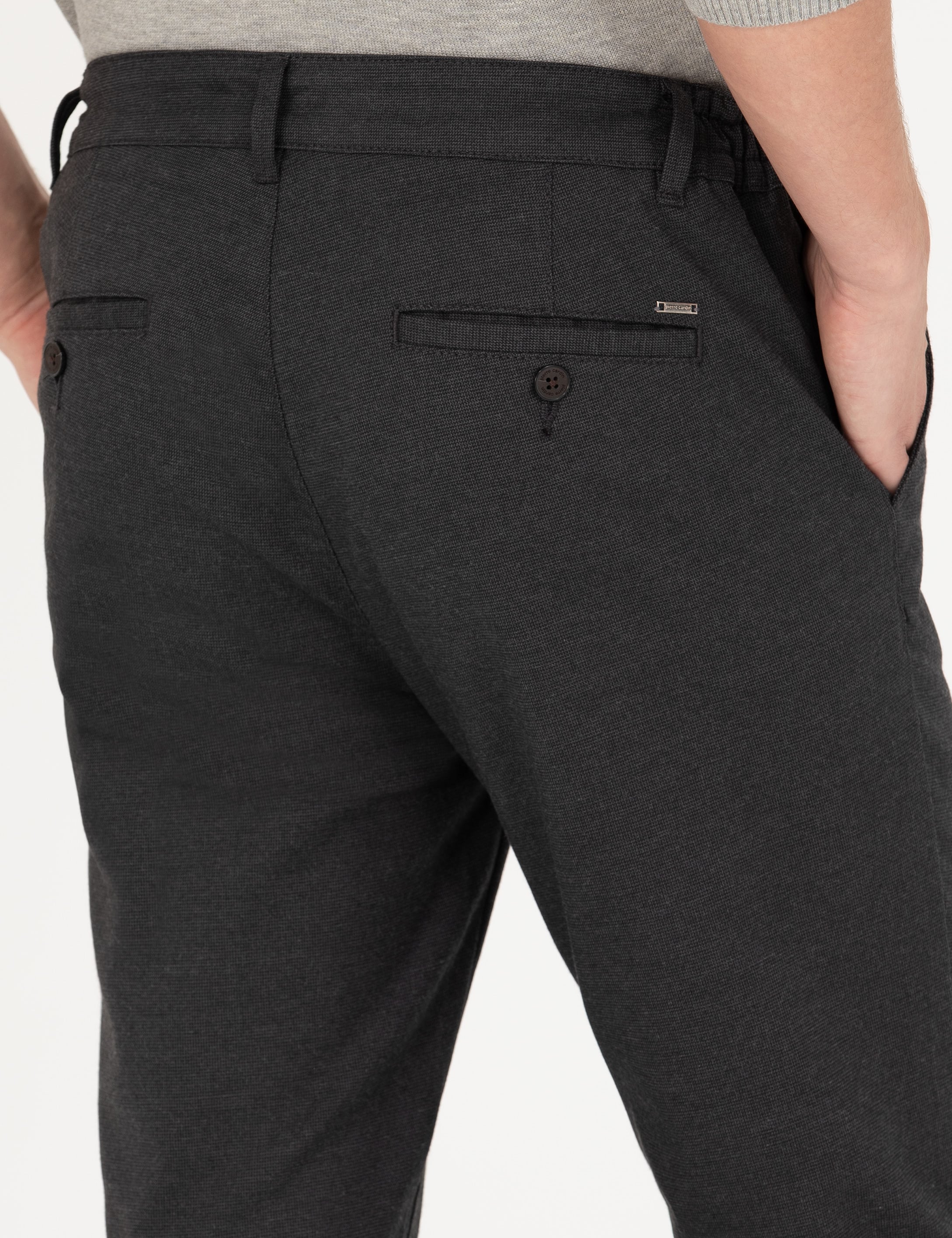 Siyah Slim Fit Kanvas Pantolon - Image 7