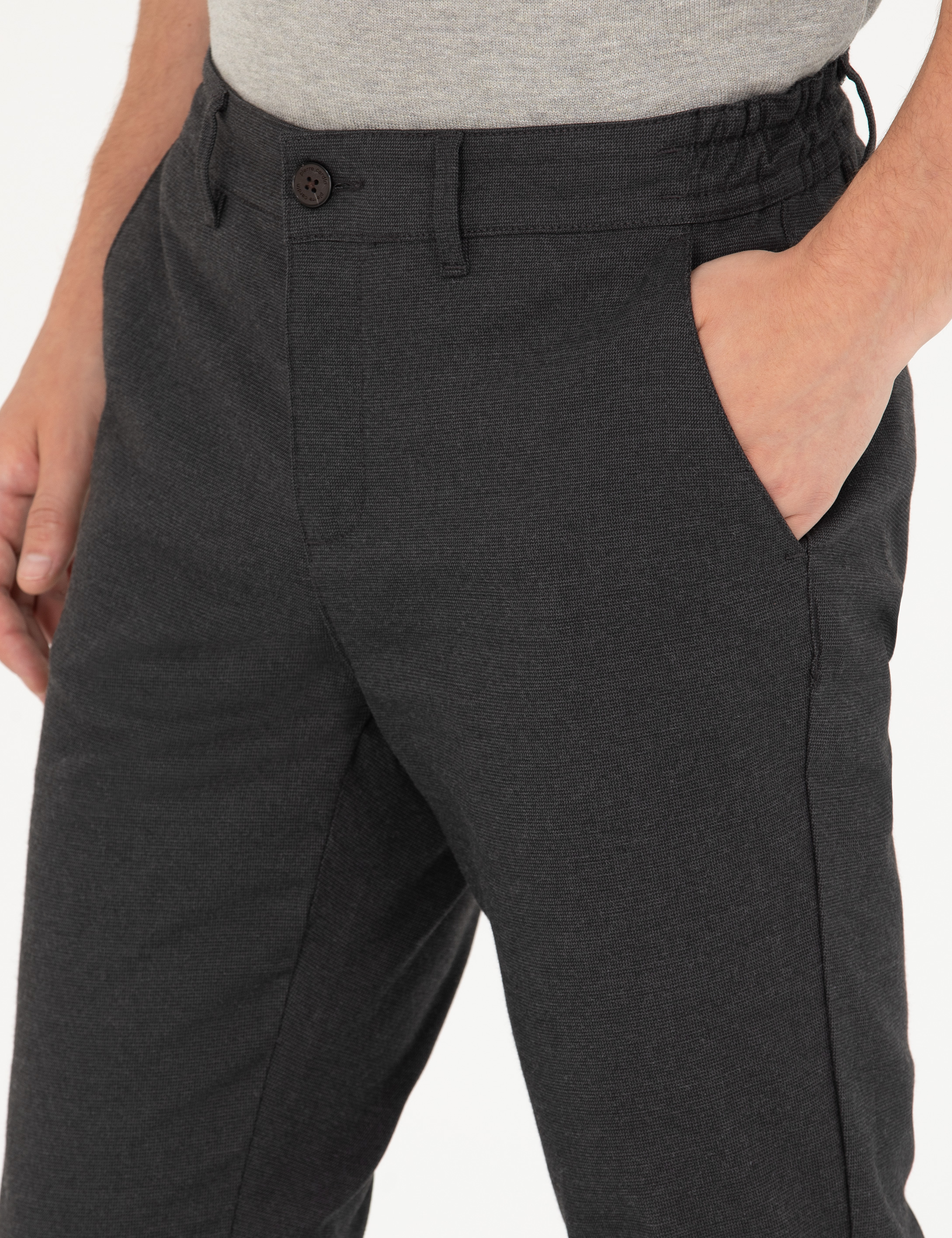 Siyah Slim Fit Kanvas Pantolon