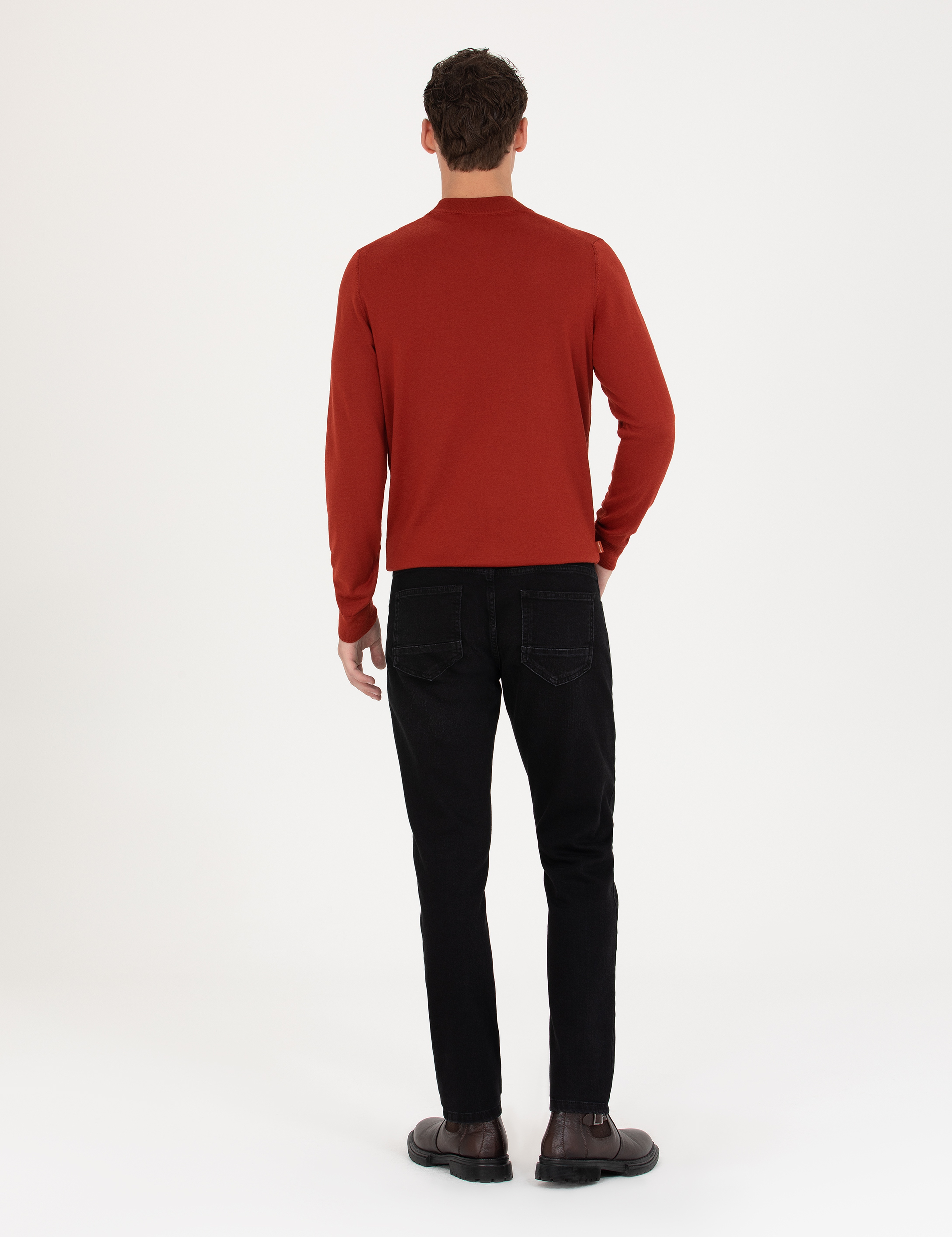 Siyah Straight Fit Jean Pantolon - Image 4