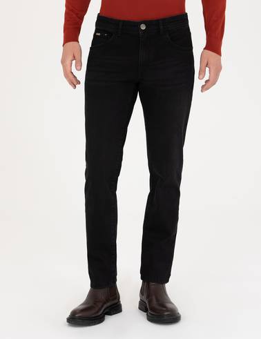 Siyah Straight Fit Jean Pantolon