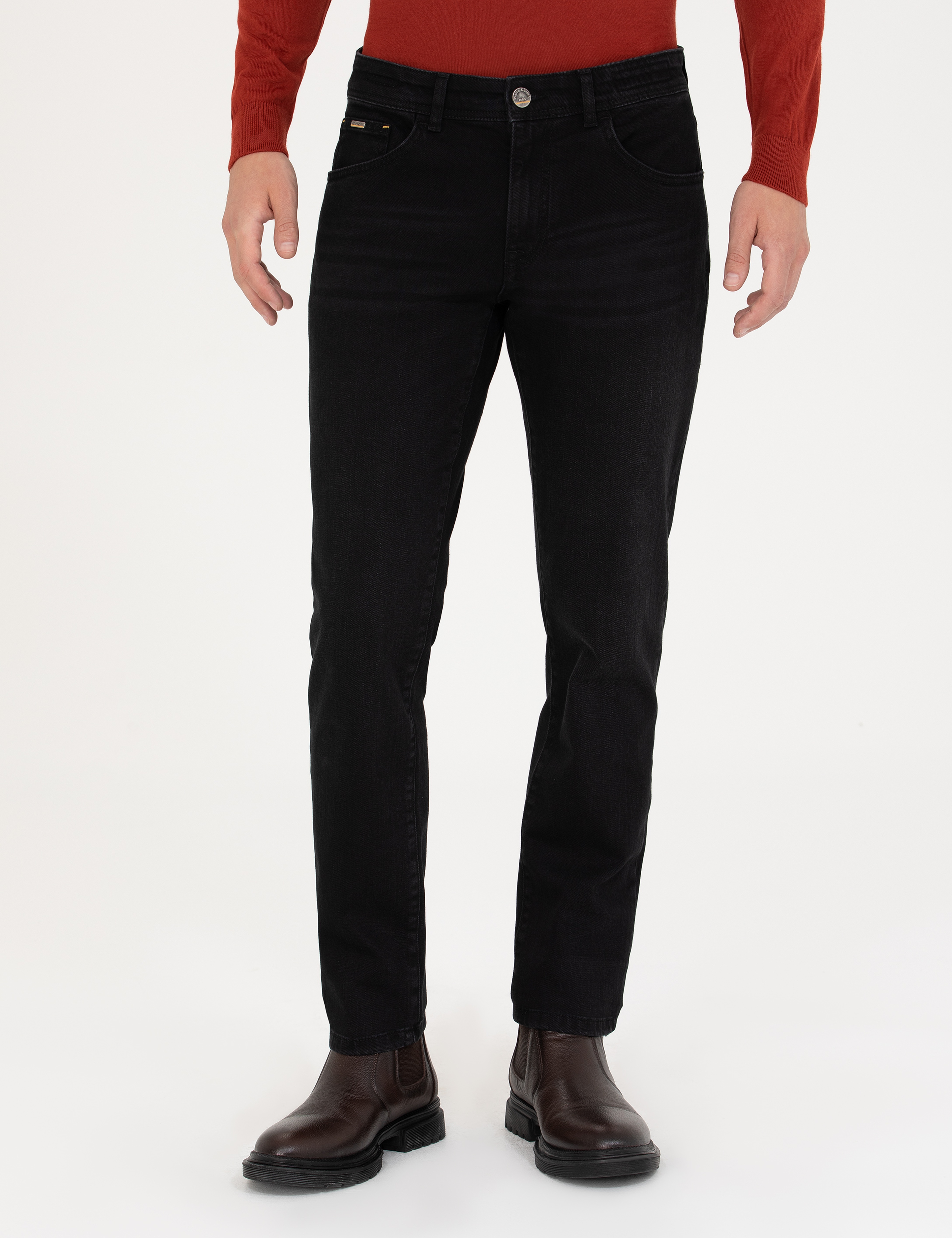 Siyah Straight Fit Jean Pantolon - Image 2