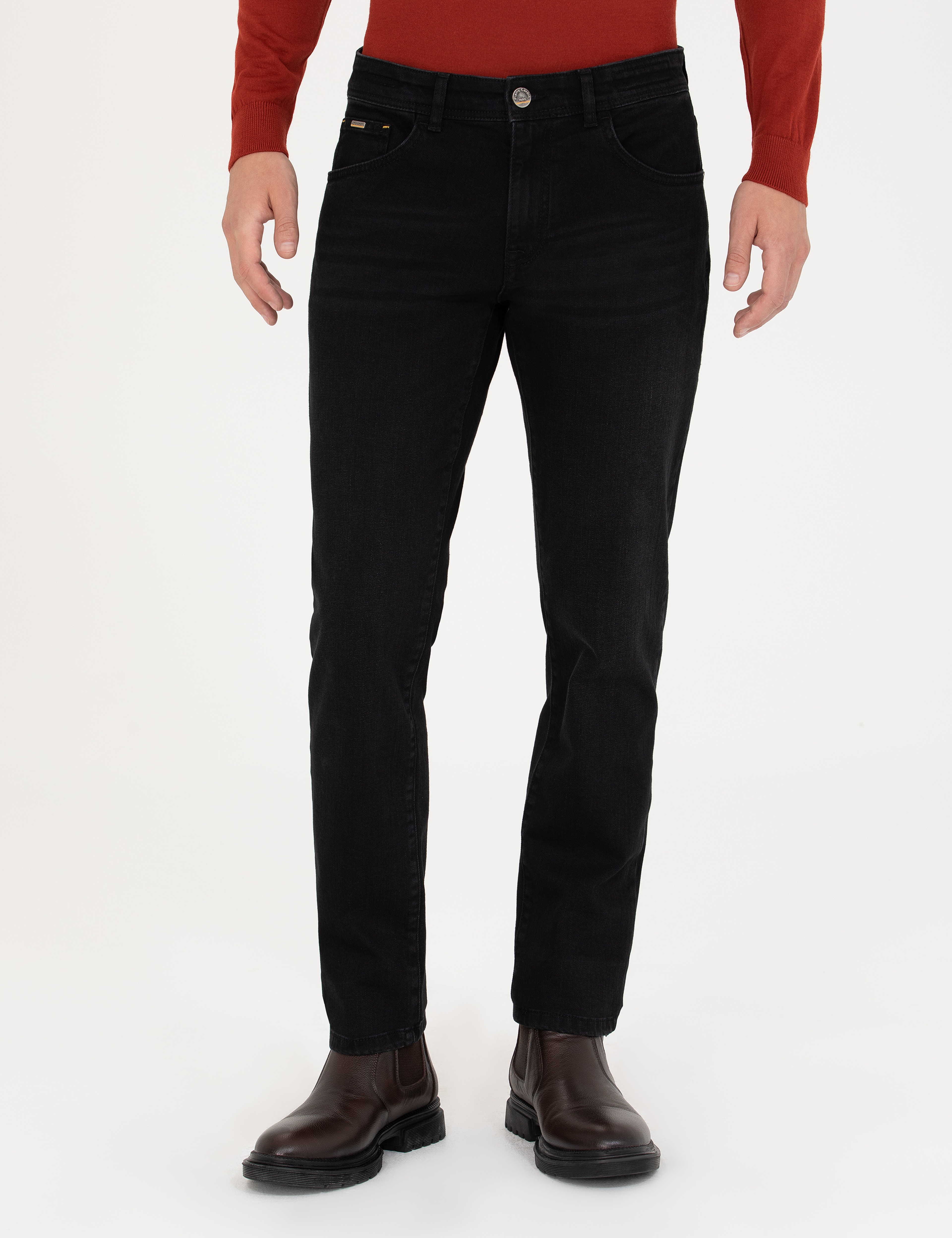 Siyah Straight Fit Jean Pantolon