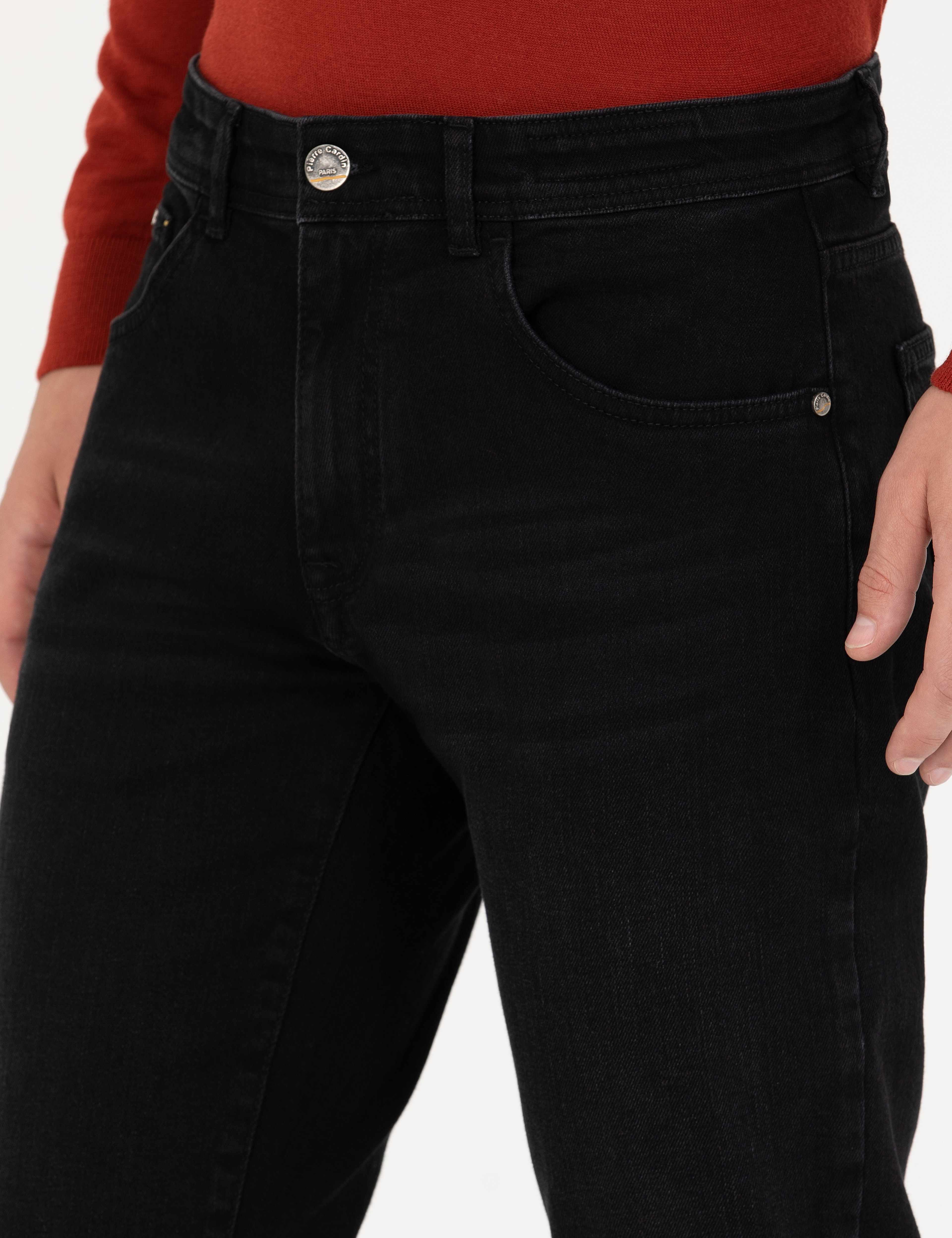 Siyah Straight Fit Jean Pantolon - Image 6