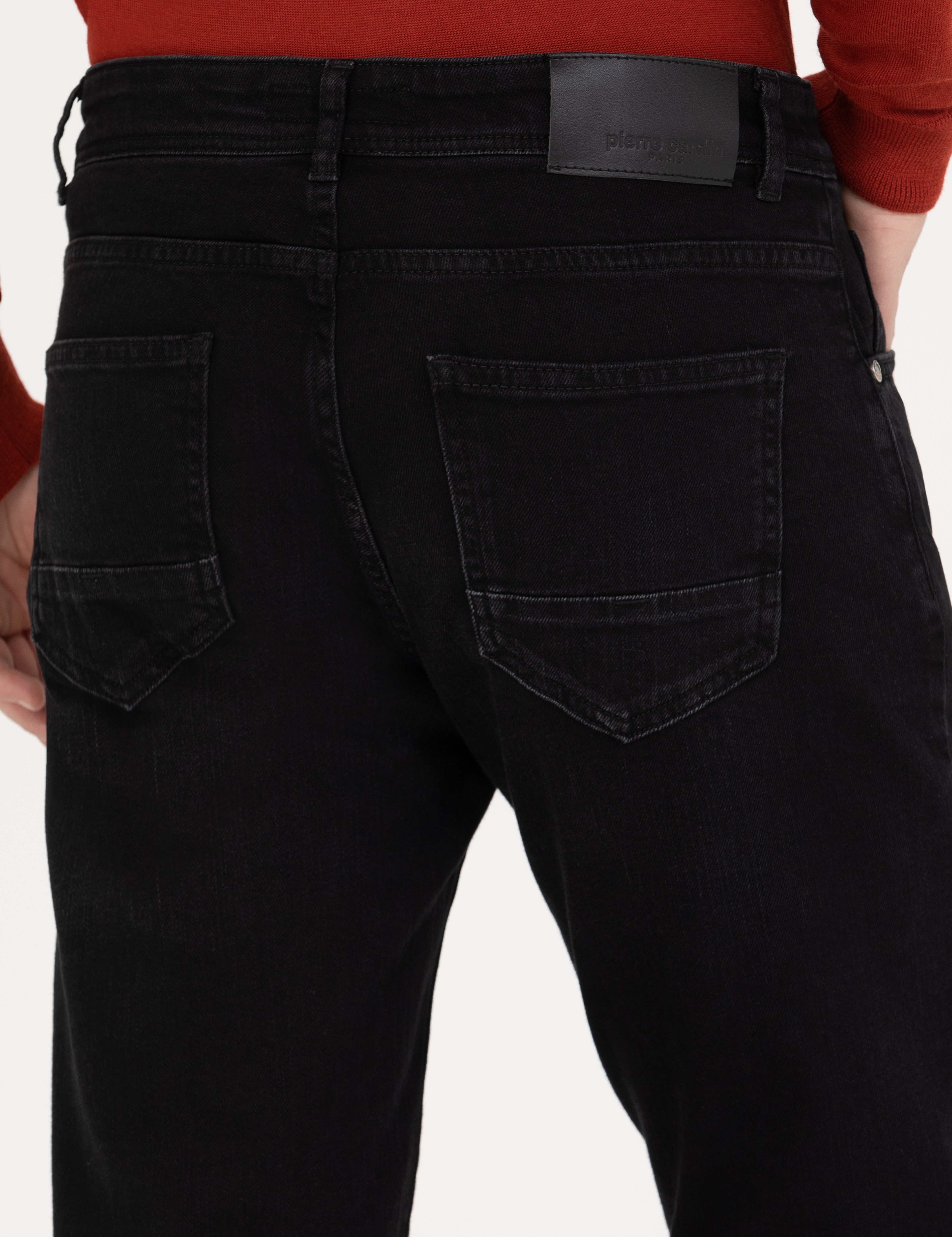 Siyah Straight Fit Jean Pantolon - Image 7