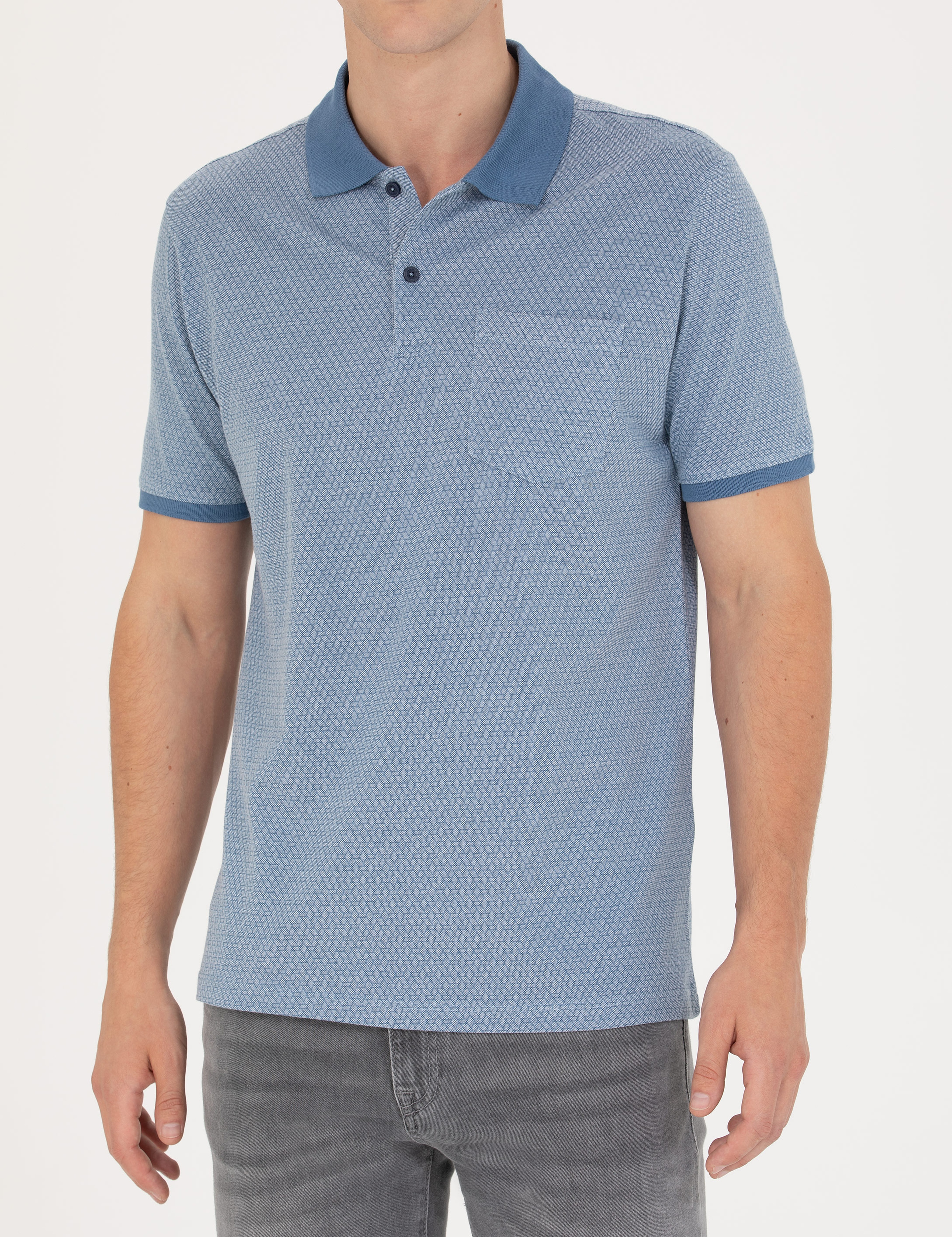 Koyu Mavi Regular Fit Polo Yaka Tişört - Image 5