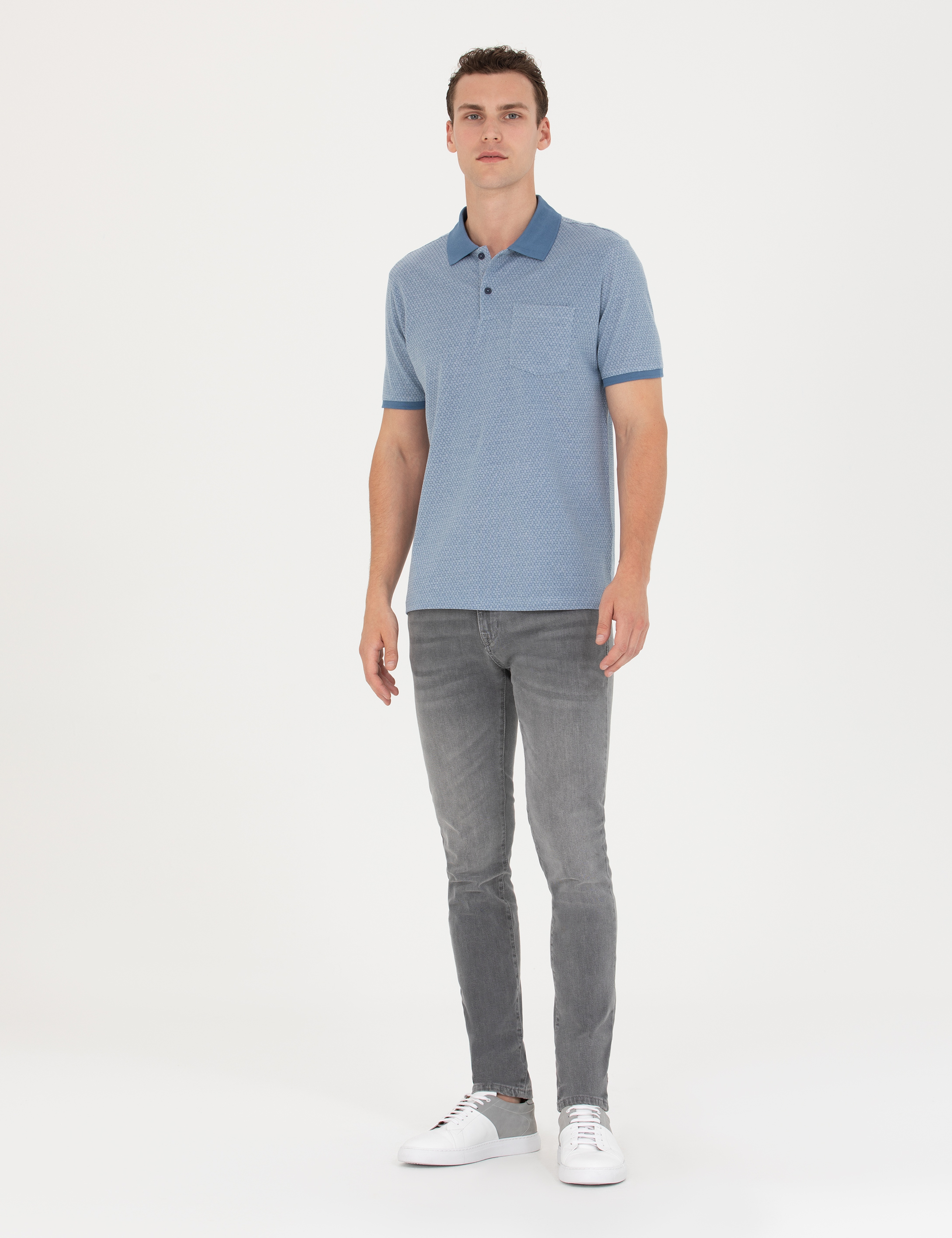 Koyu Mavi Regular Fit Polo Yaka Tişört - Image 4