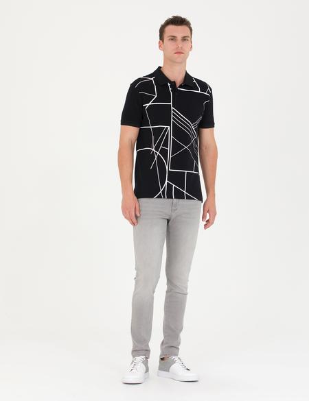 Siyah Slim Fit Polo Yaka Tişört - 50273579010