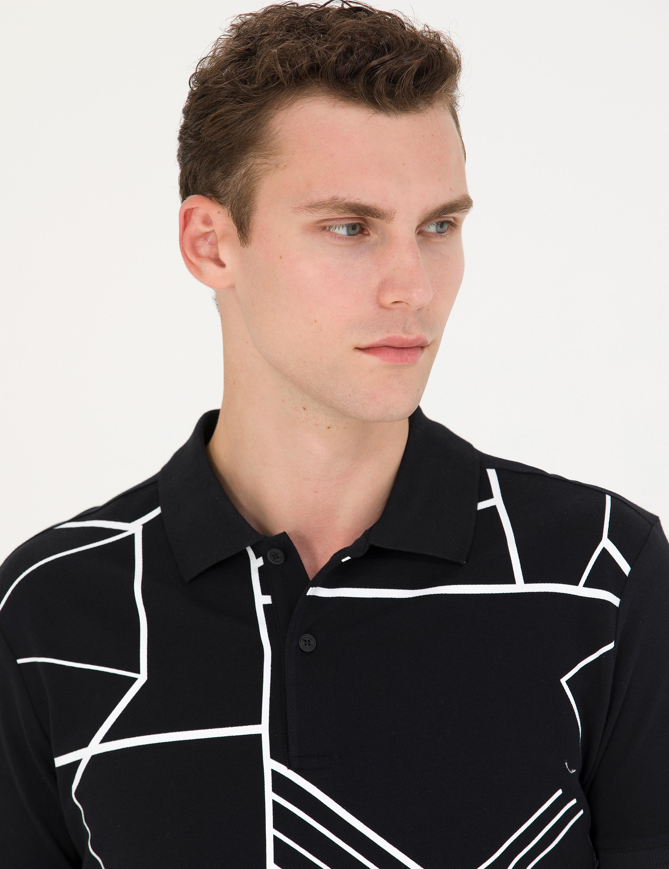 Siyah Slim Fit Polo Yaka Tişört