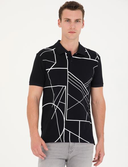 Siyah Slim Fit Polo Yaka Tişört - 50273579010