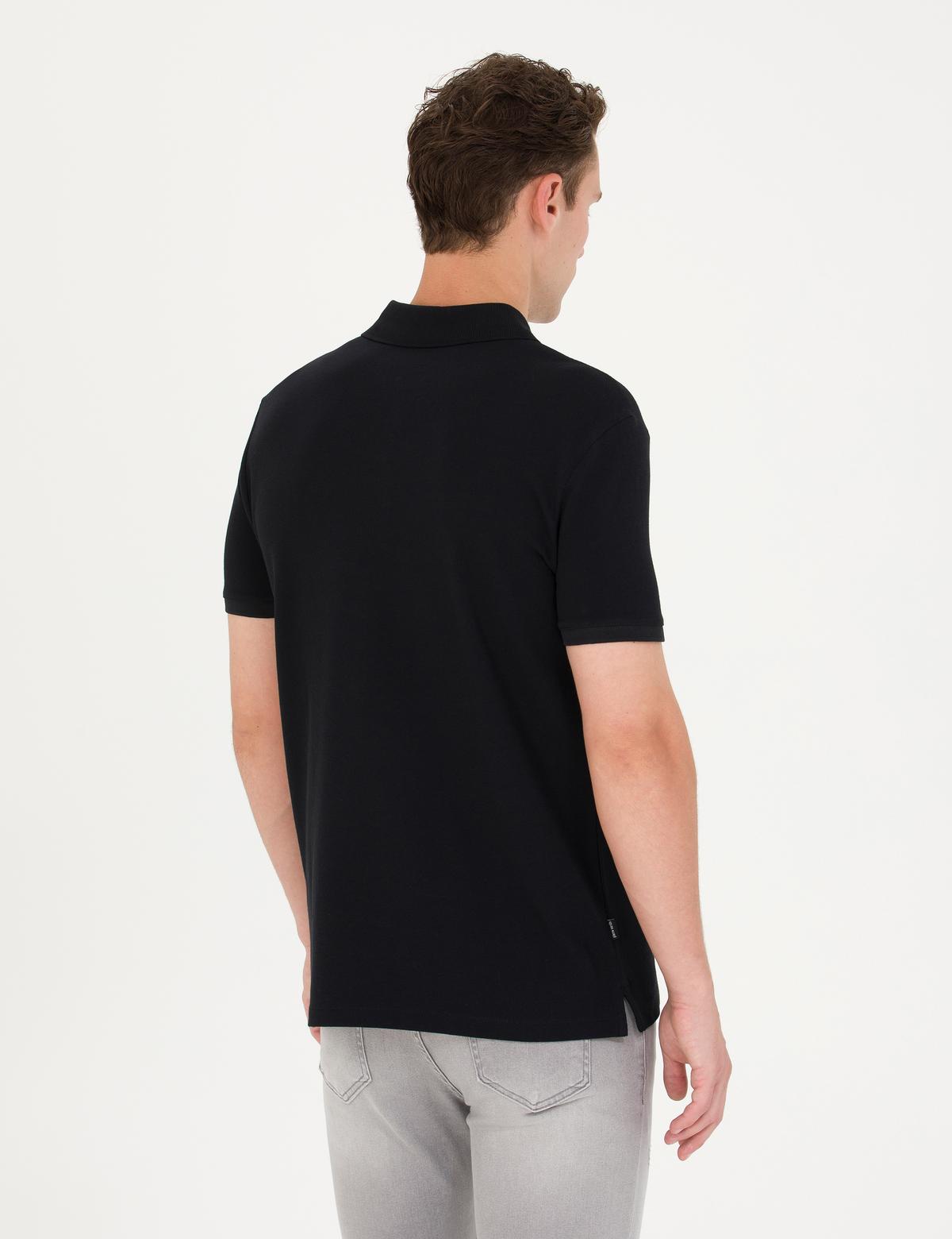 Siyah Slim Fit Polo Yaka Tişört - 50273579010