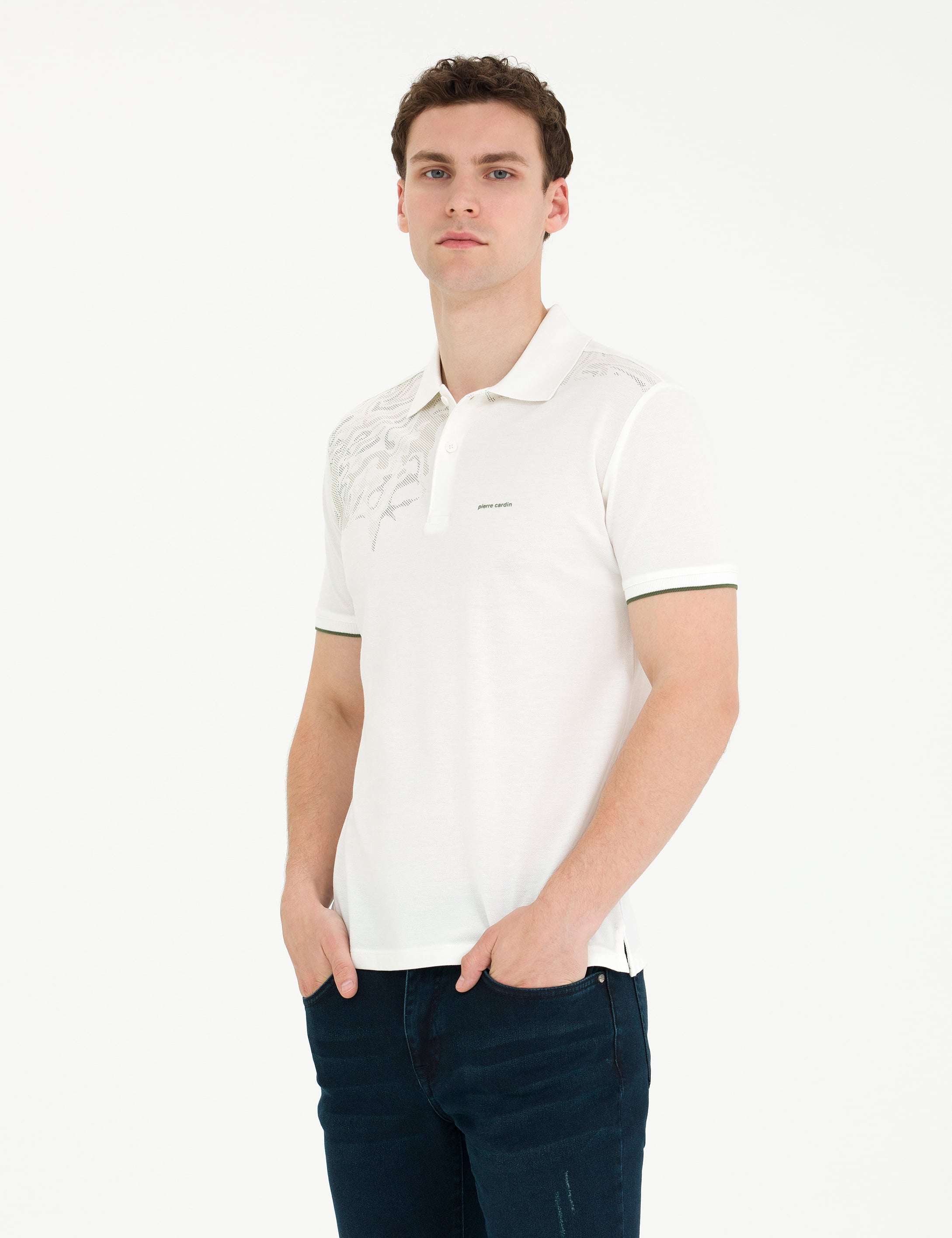 Ekru Slim Fit Polo Yaka Tişört