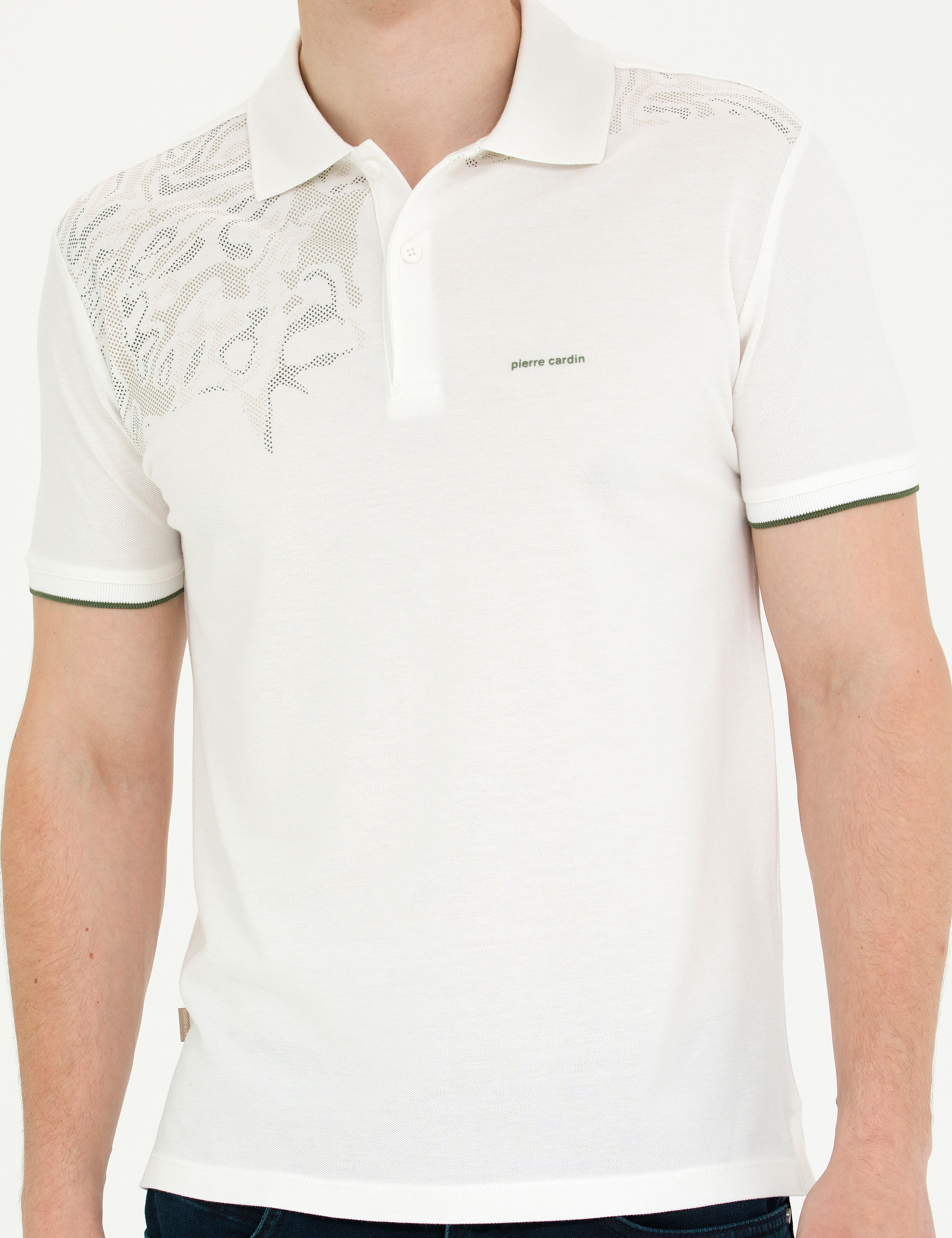 Ekru Slim Fit Polo Yaka Tişört - Image 6