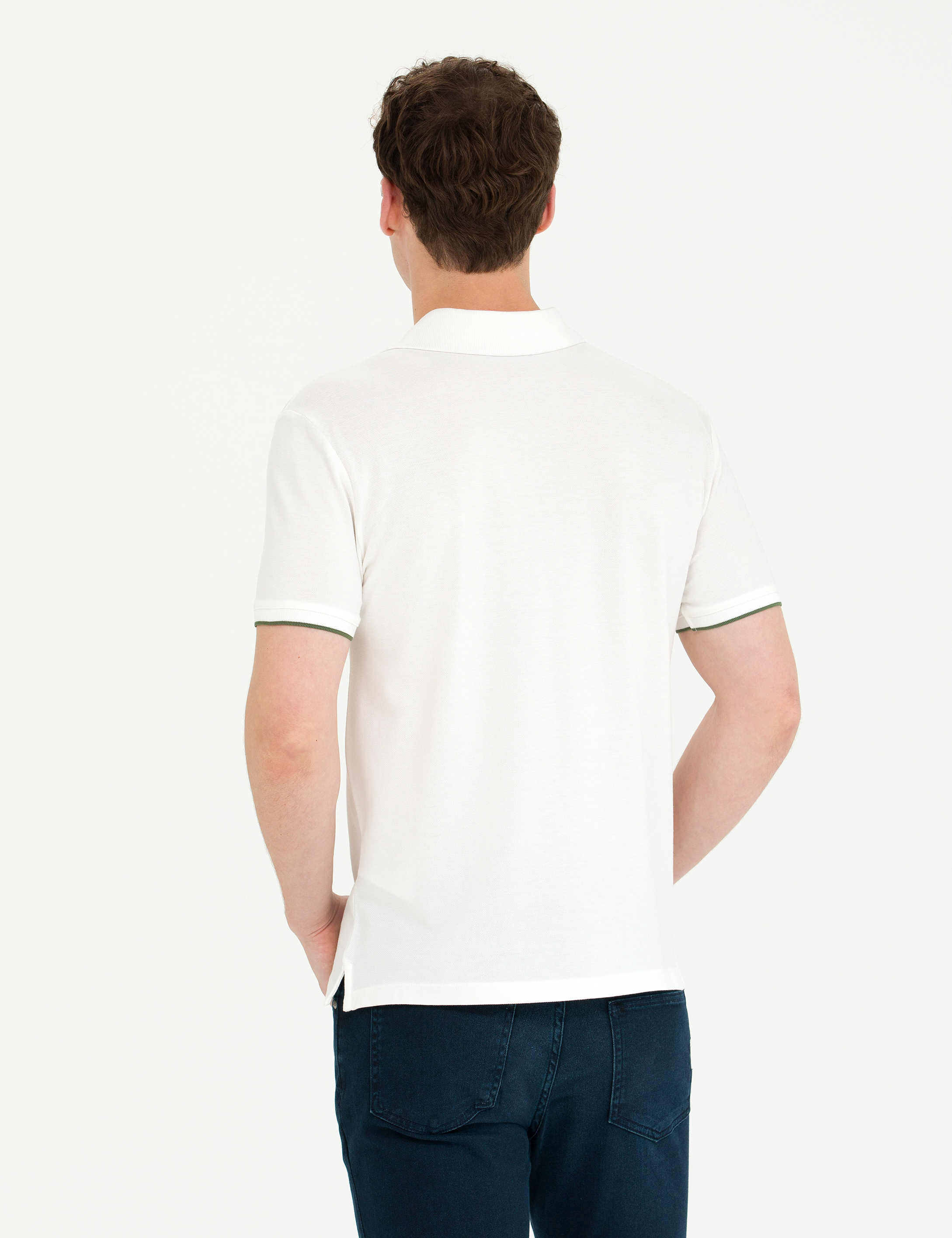 Ekru Slim Fit Polo Yaka Tişört