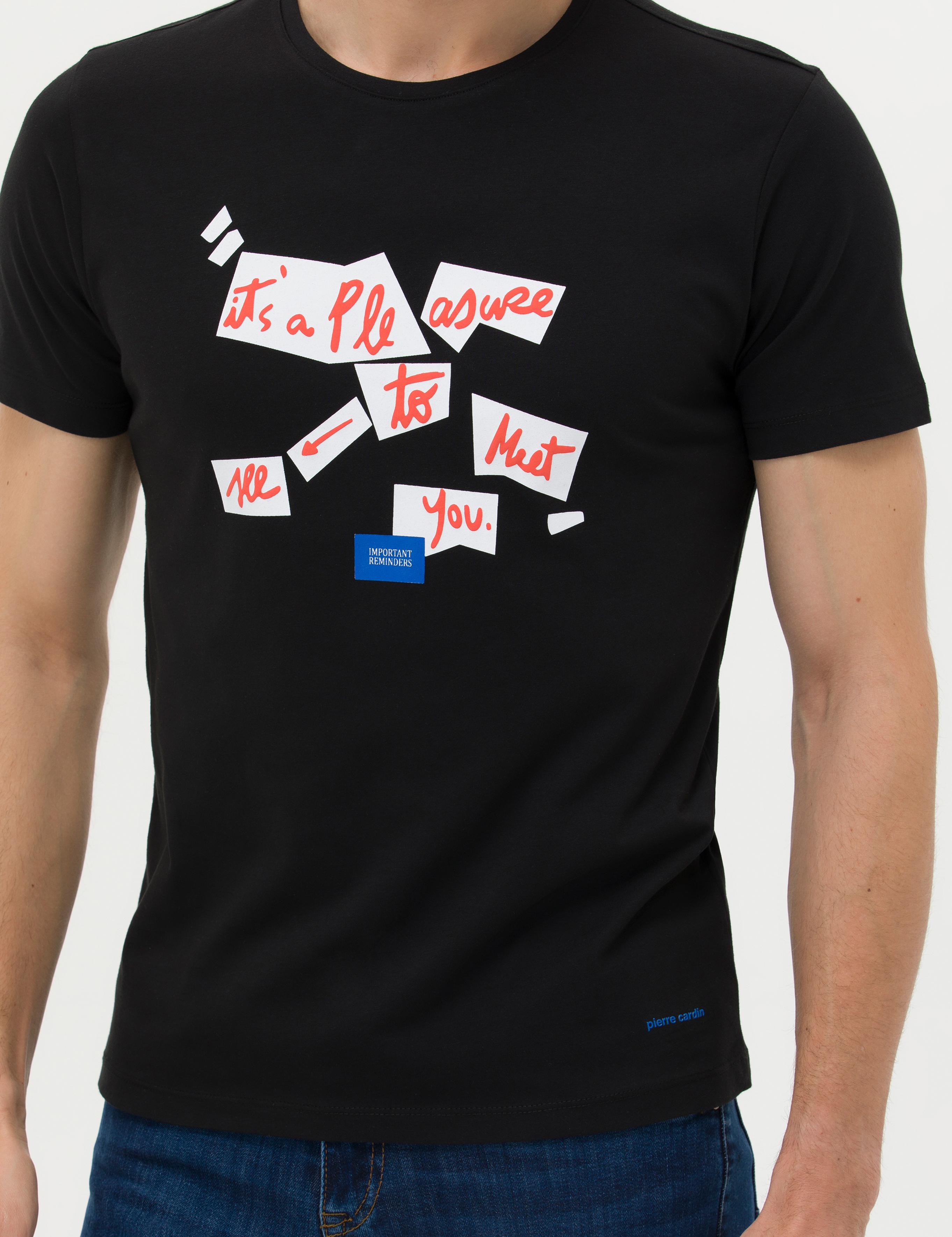 Siyah Slim Fit Bisiklet Yaka Tişört