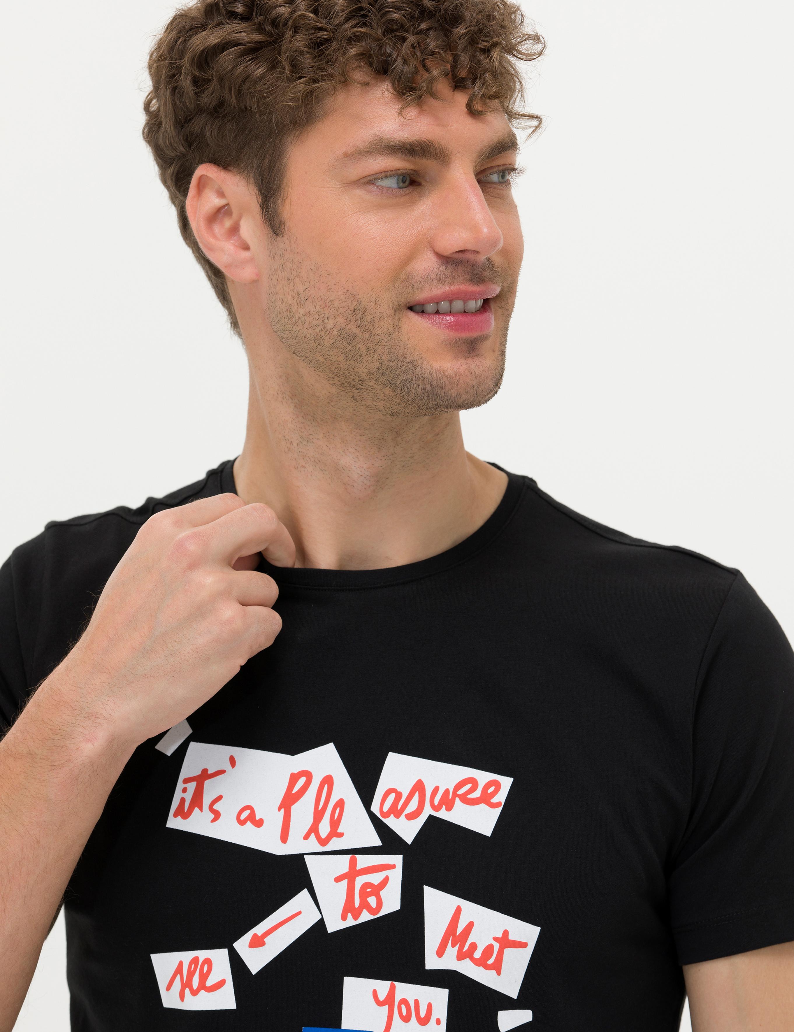 Siyah Slim Fit Bisiklet Yaka Tişört