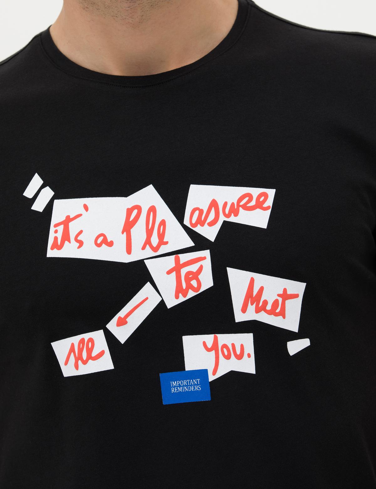 Siyah Slim Fit Bisiklet Yaka Tişört - 50262631071