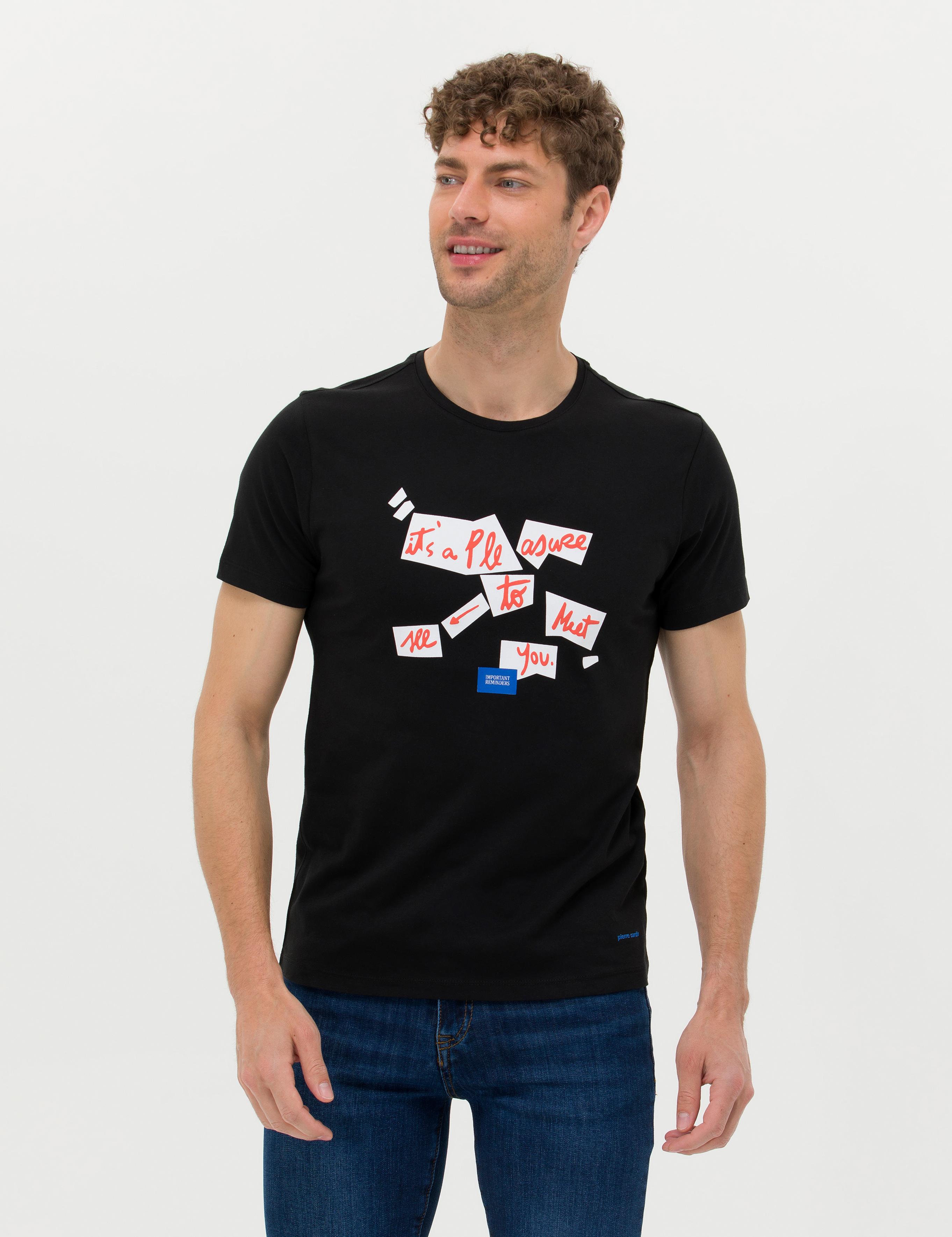 Siyah Slim Fit Bisiklet Yaka Tişört