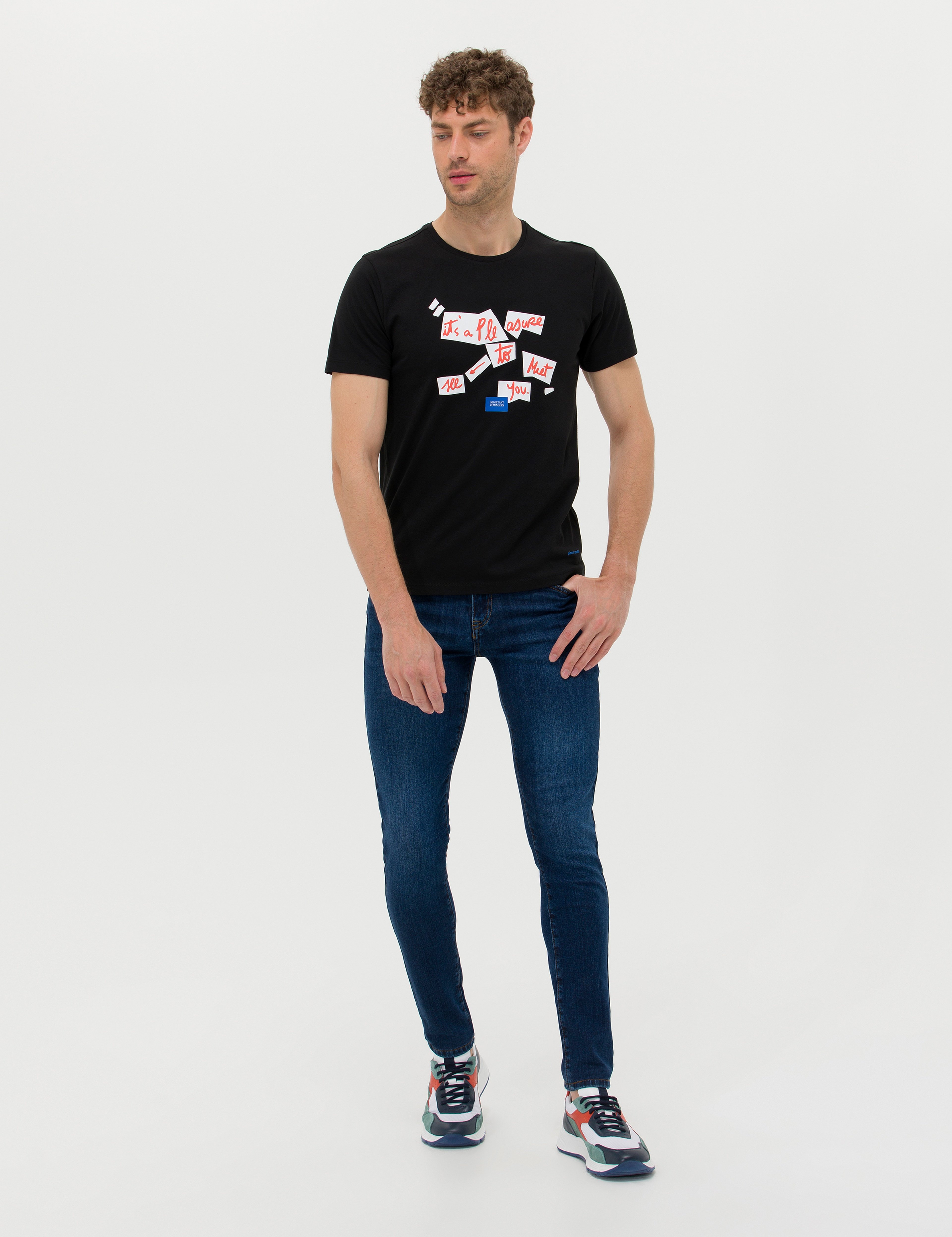Siyah Slim Fit Bisiklet Yaka Tişört - Image 4