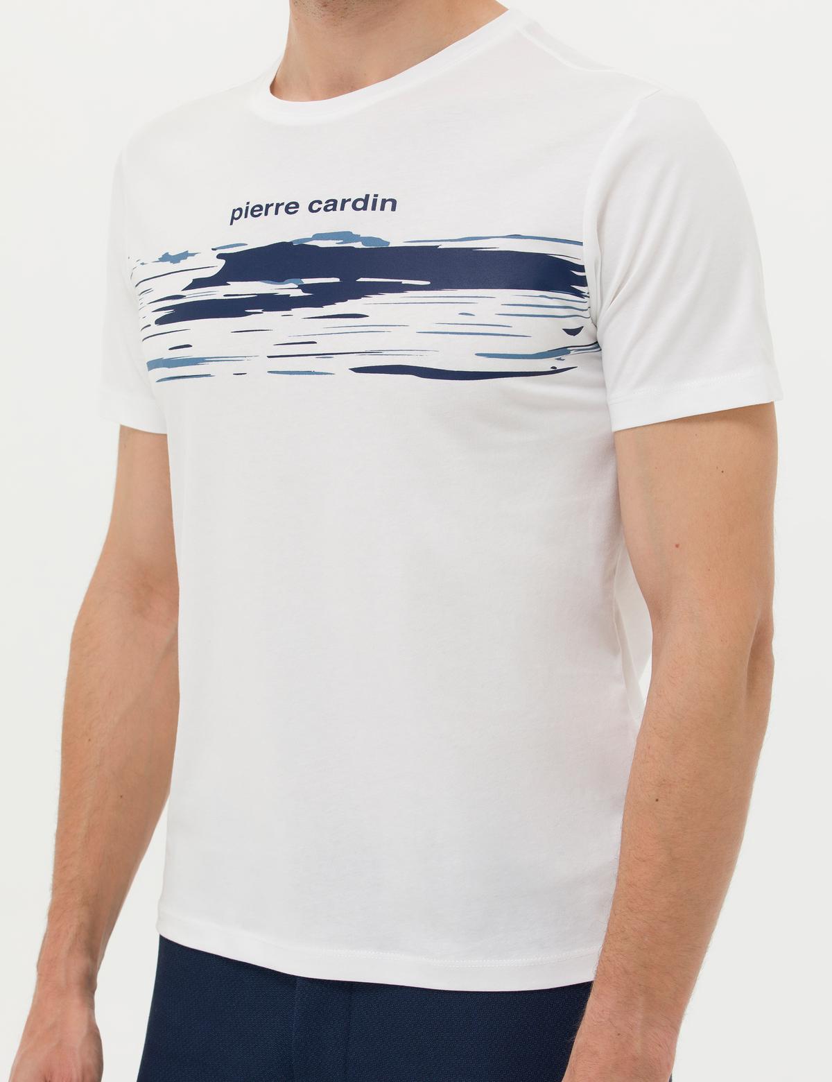 Ekru Slim Fit Bisiklet Yaka Tişört - 50273388010