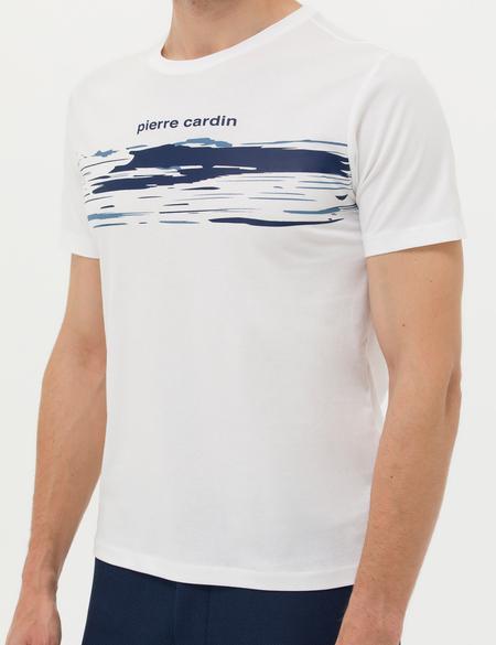 Ekru Slim Fit Bisiklet Yaka Tişört - 50273388010