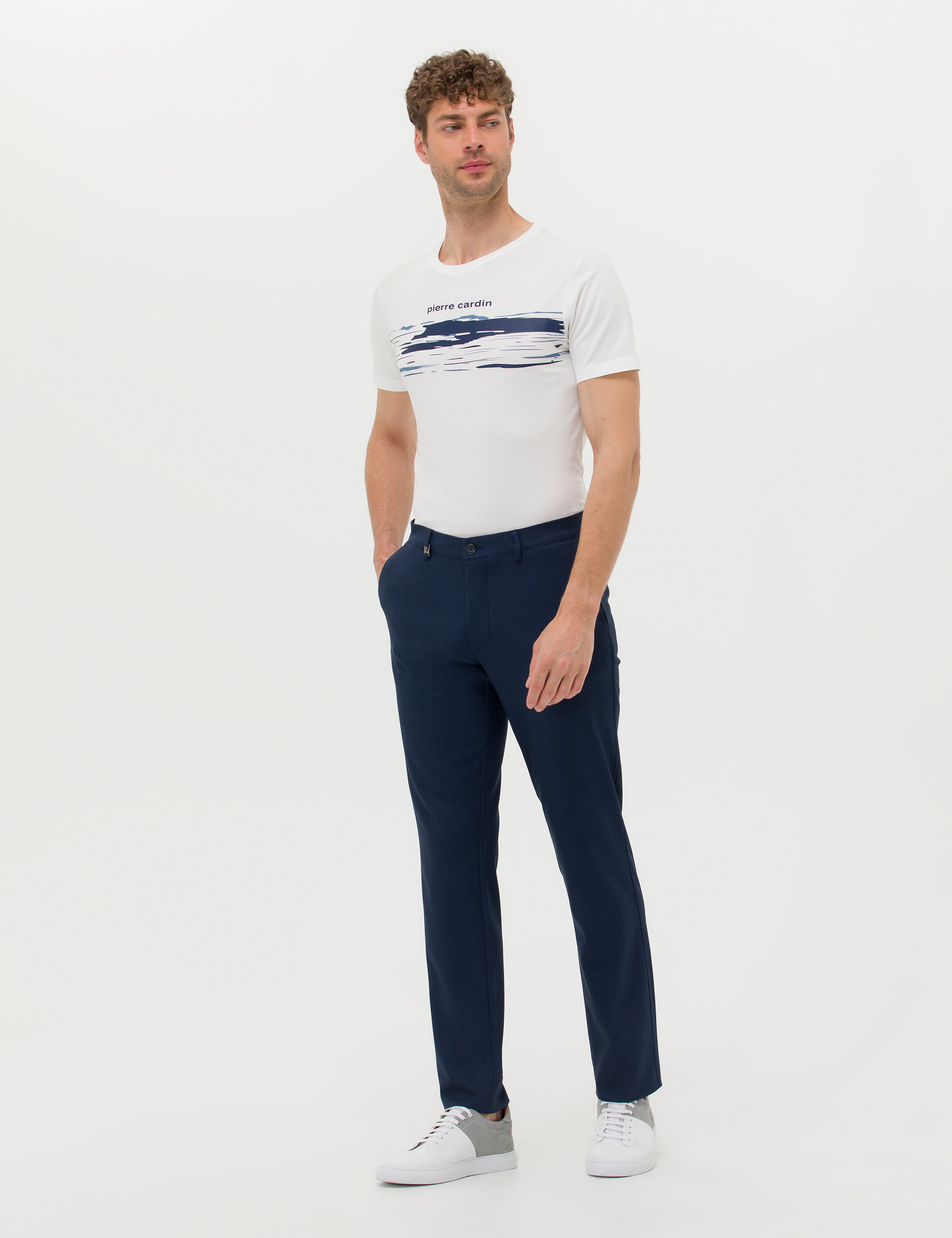 Ekru Slim Fit Bisiklet Yaka Tişört - Image 4