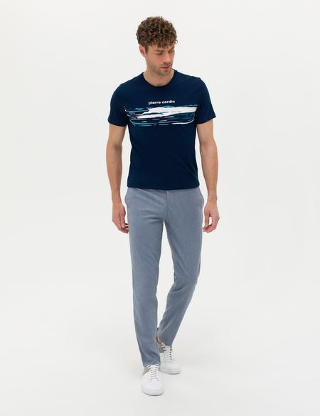 Lacivert Slim Fit Bisiklet Yaka Tişört - 50273388019
