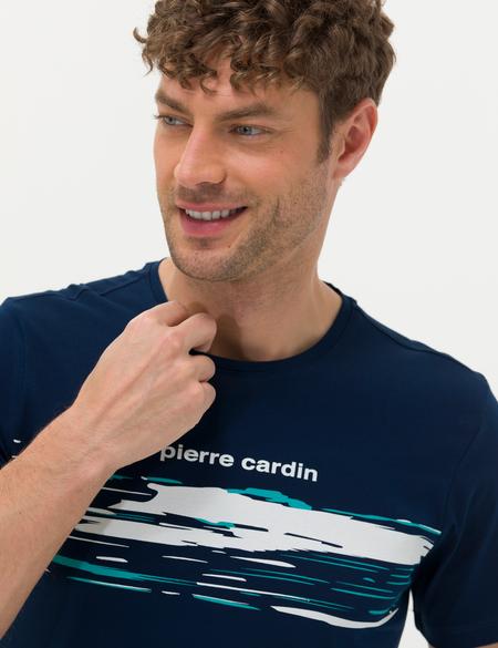 Lacivert Slim Fit Bisiklet Yaka Tişört - 50273388019